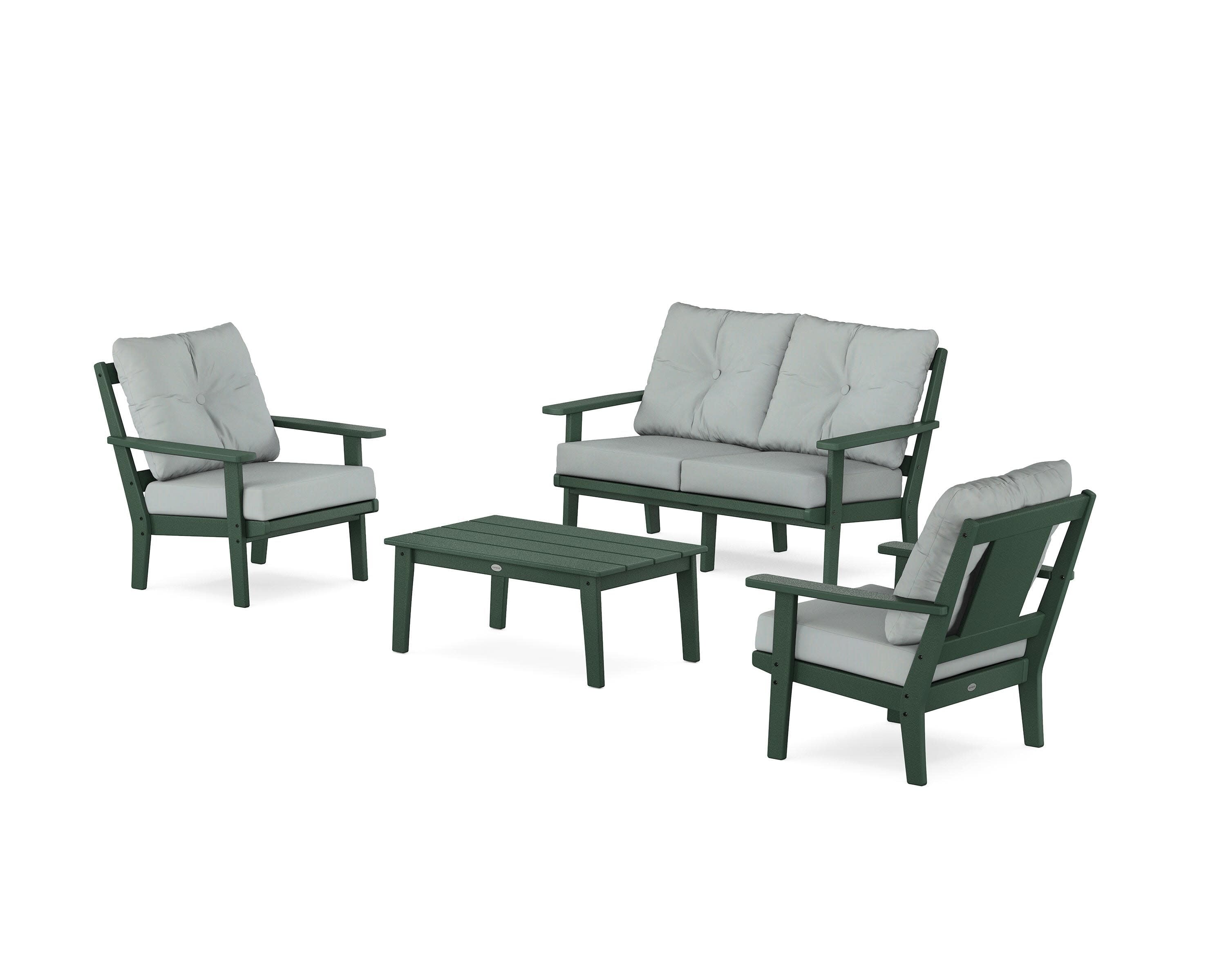 Prairie 4-Piece Deep Seating Set with Loveseat in Green / Spa