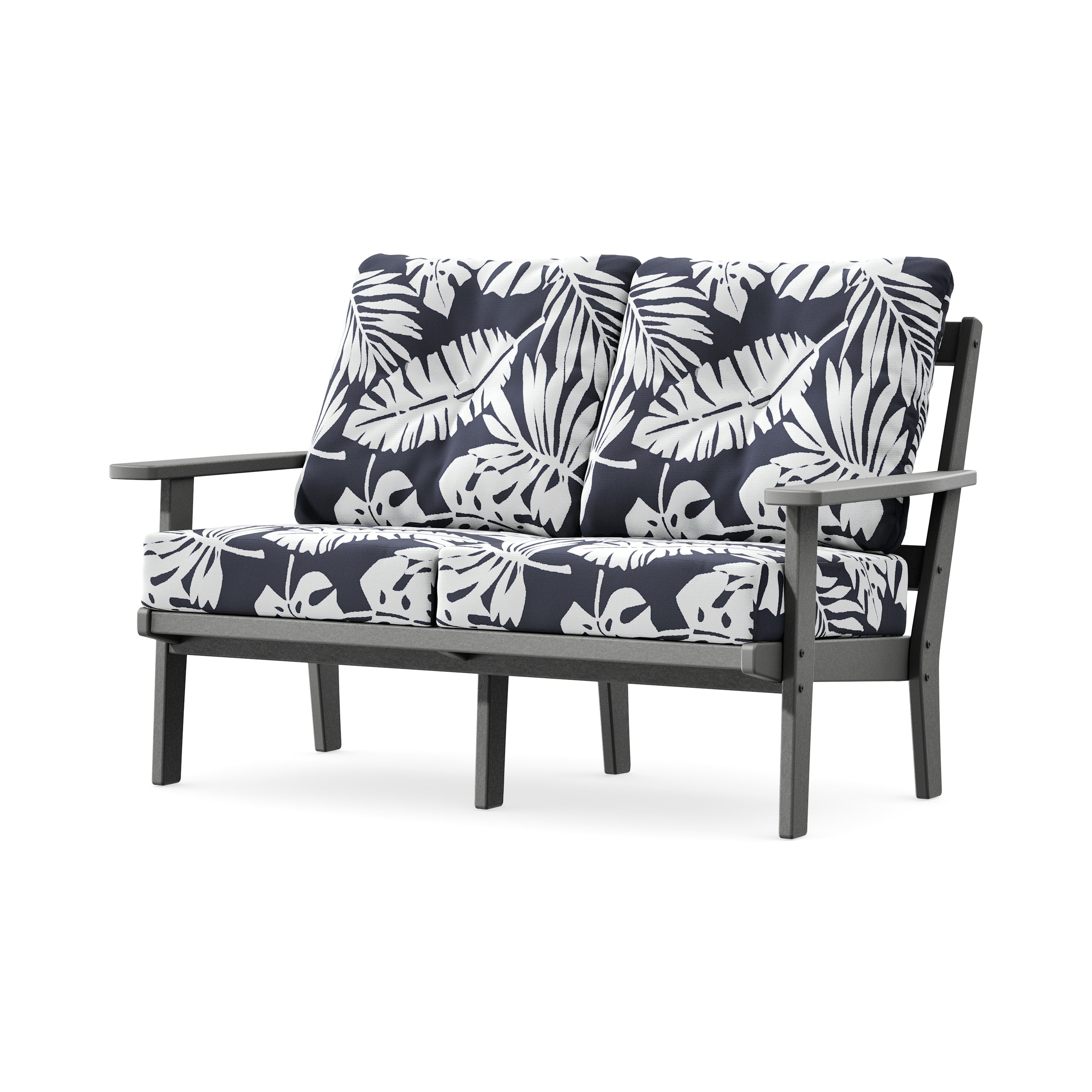 Prairie Deep SeatingLoveseat in Slate Grey / Leaf Navy
