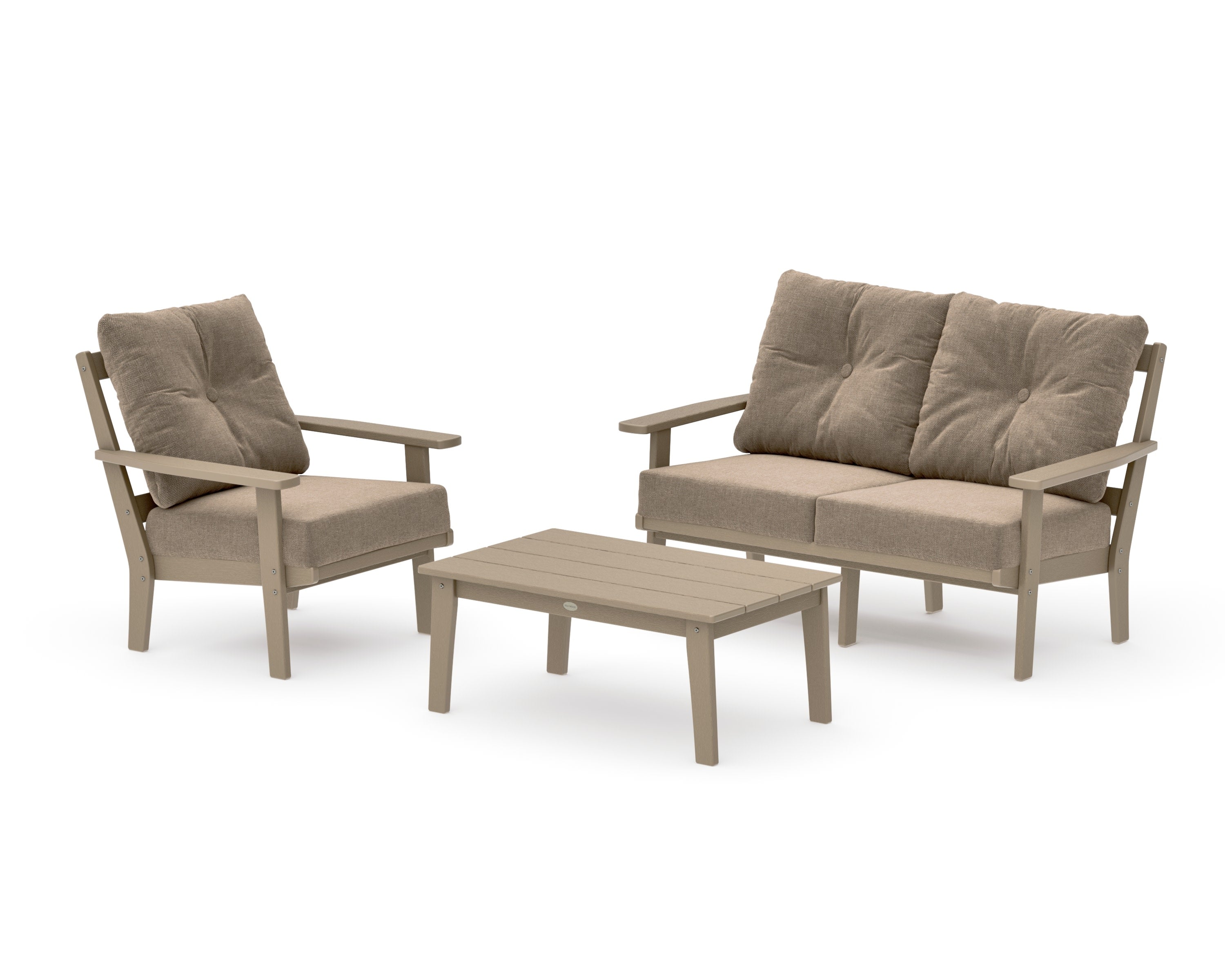 Oxford 3-Piece Deep Seating Set with Loveseat in Vintage Sahara / Spiced Burlap