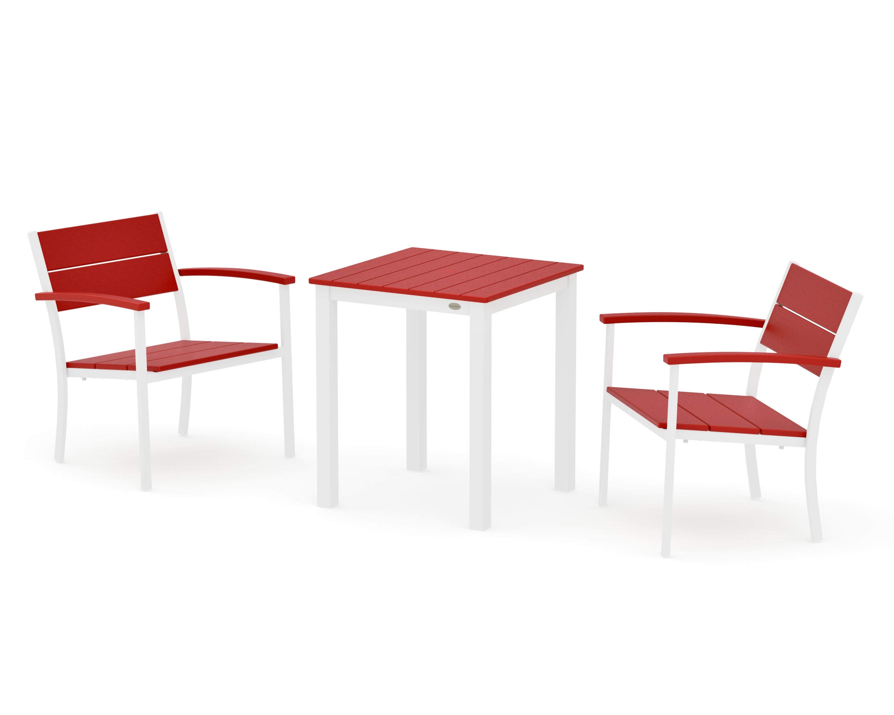 Main Street 3-Piece Square Dining Set in White / Sunset Red