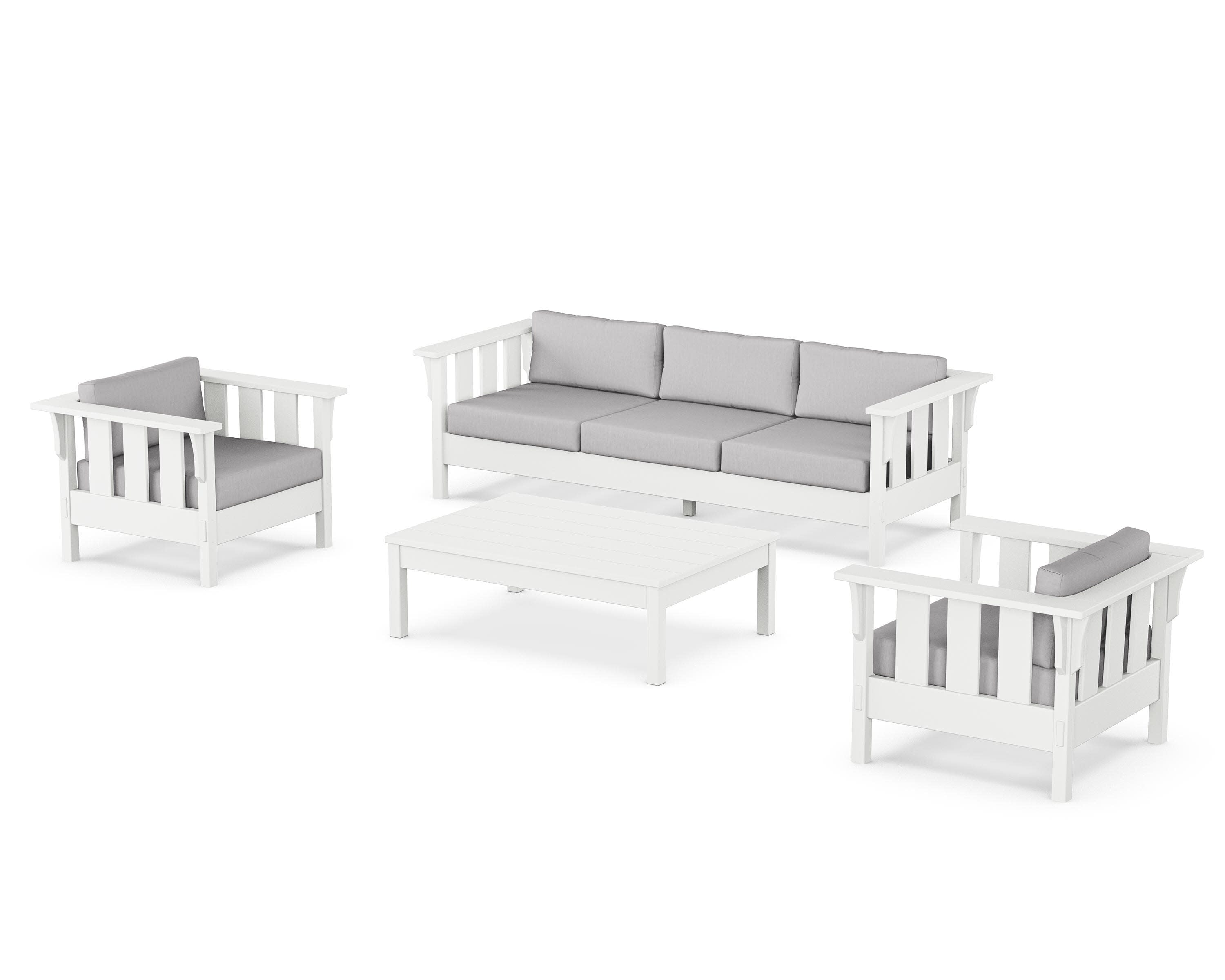 Acadia 4-Piece Deep Seating Set with Sofa in White / Granite