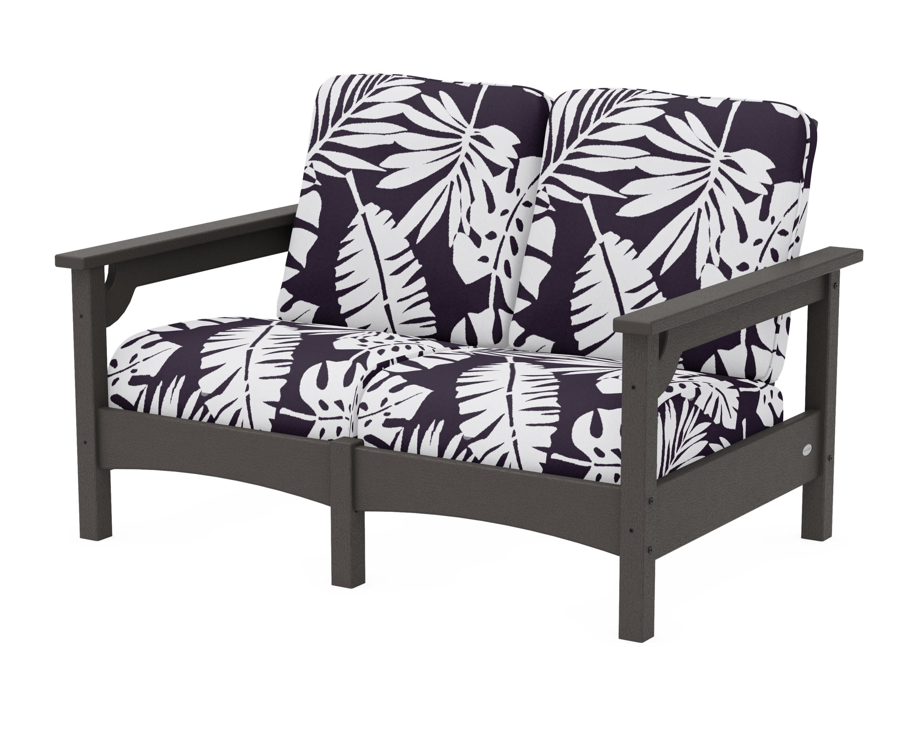 Club Loveseat in Vintage Coffee / Leaf Navy