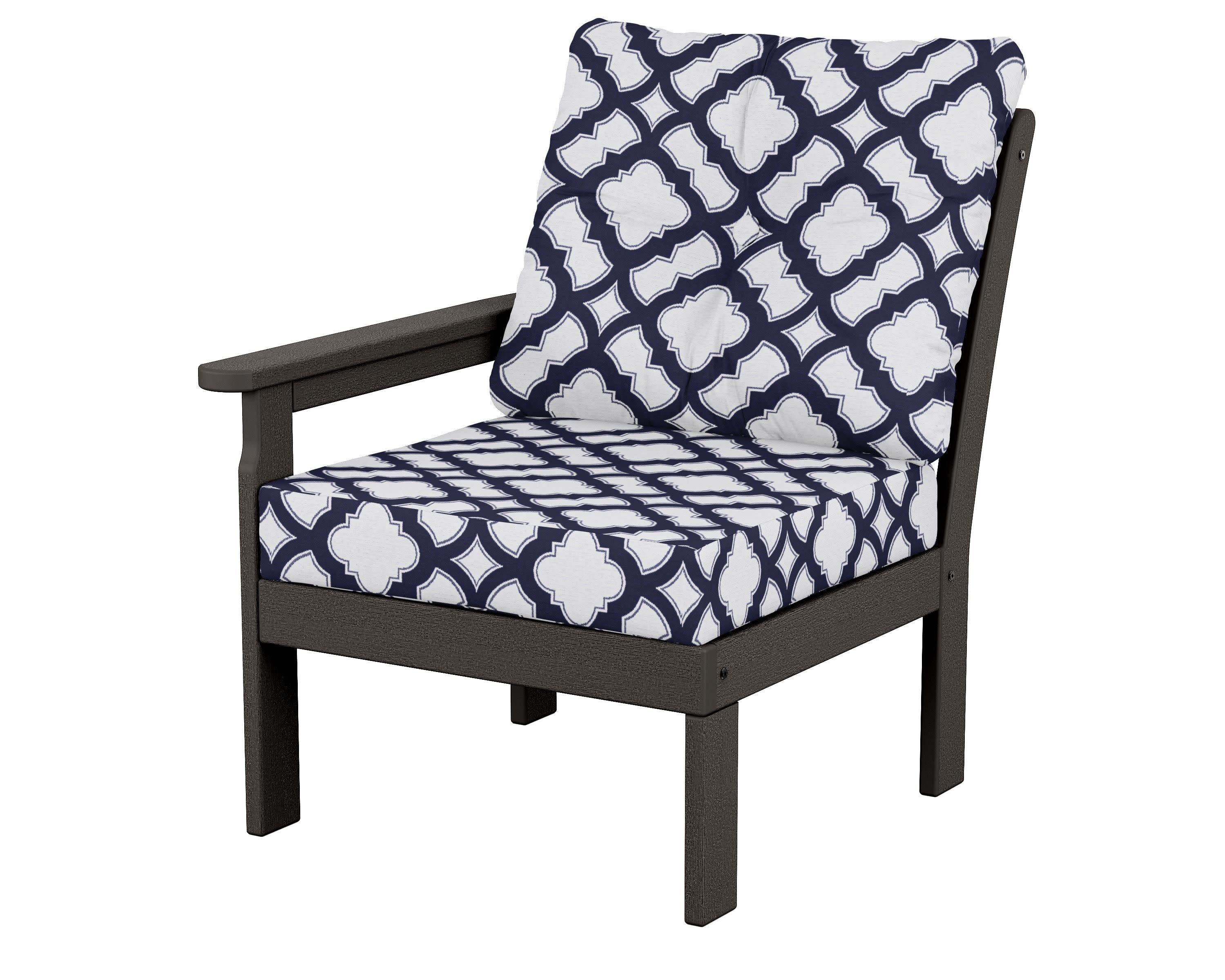 Vineyard Modular Left Arm Chair in Vintage Coffee / Trellis Navy
