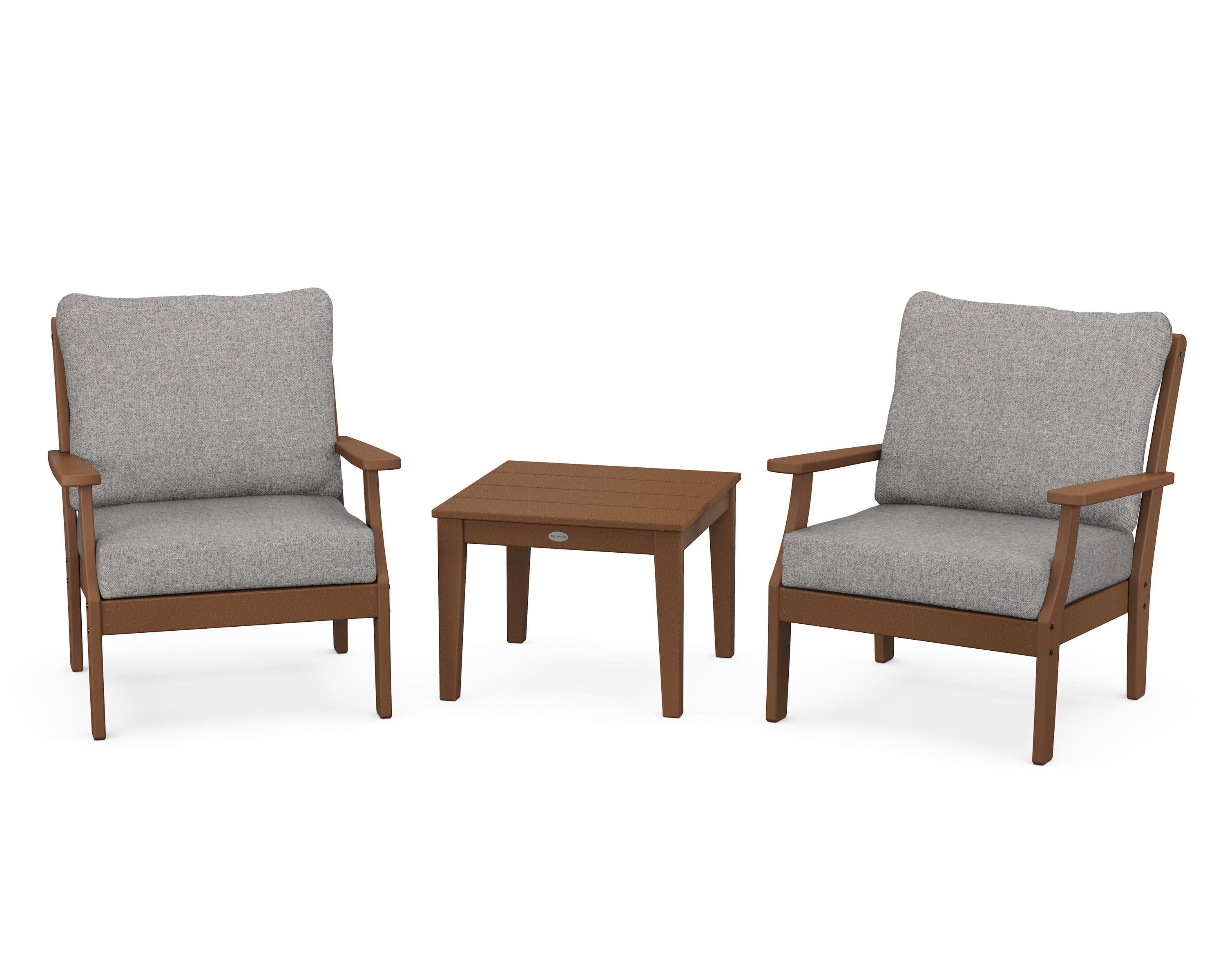 Braxton 3-Piece Deep Seating Set in Teak / Grey Mist