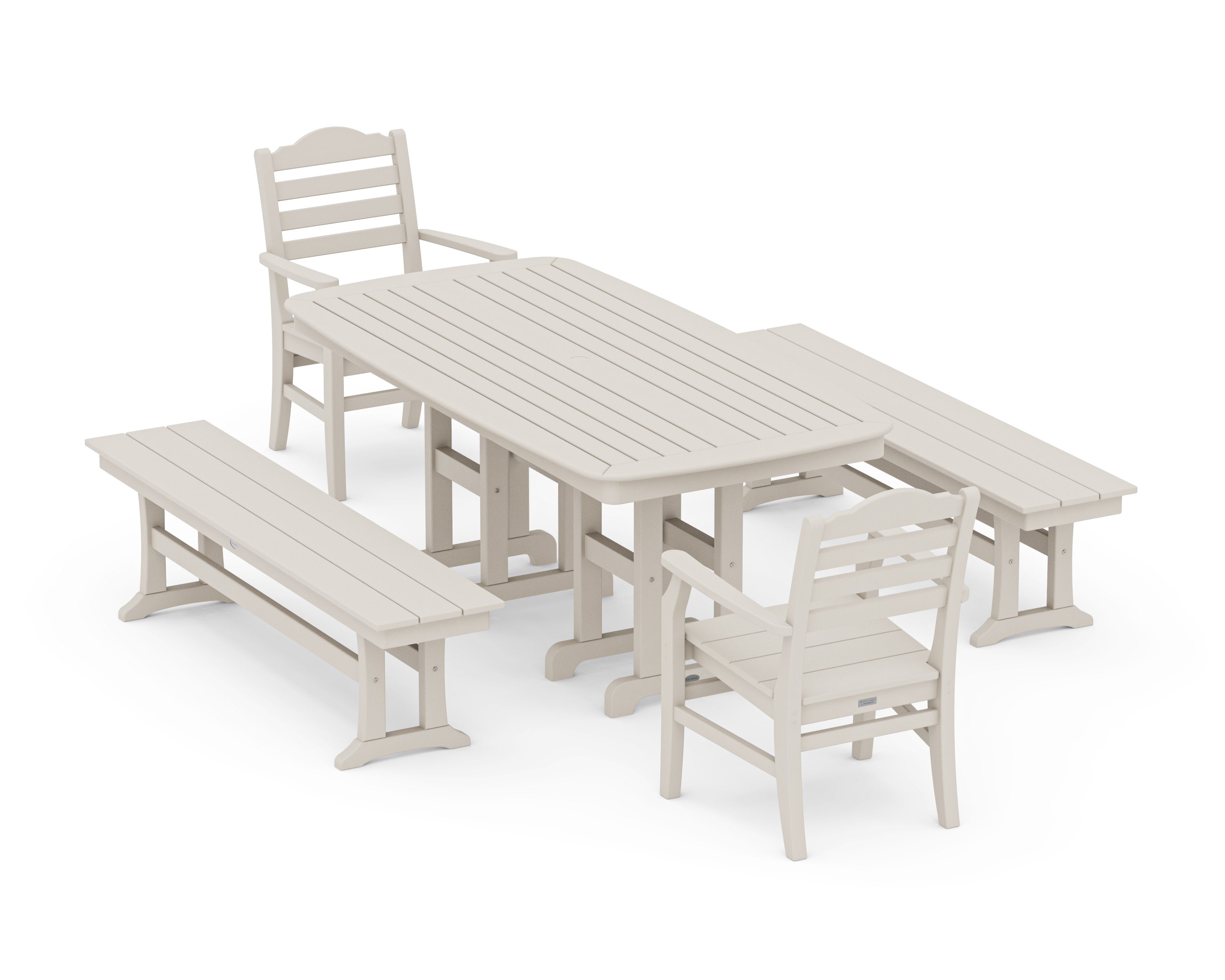 Savannah 5-Piece Dining Set with Benches in Sand
