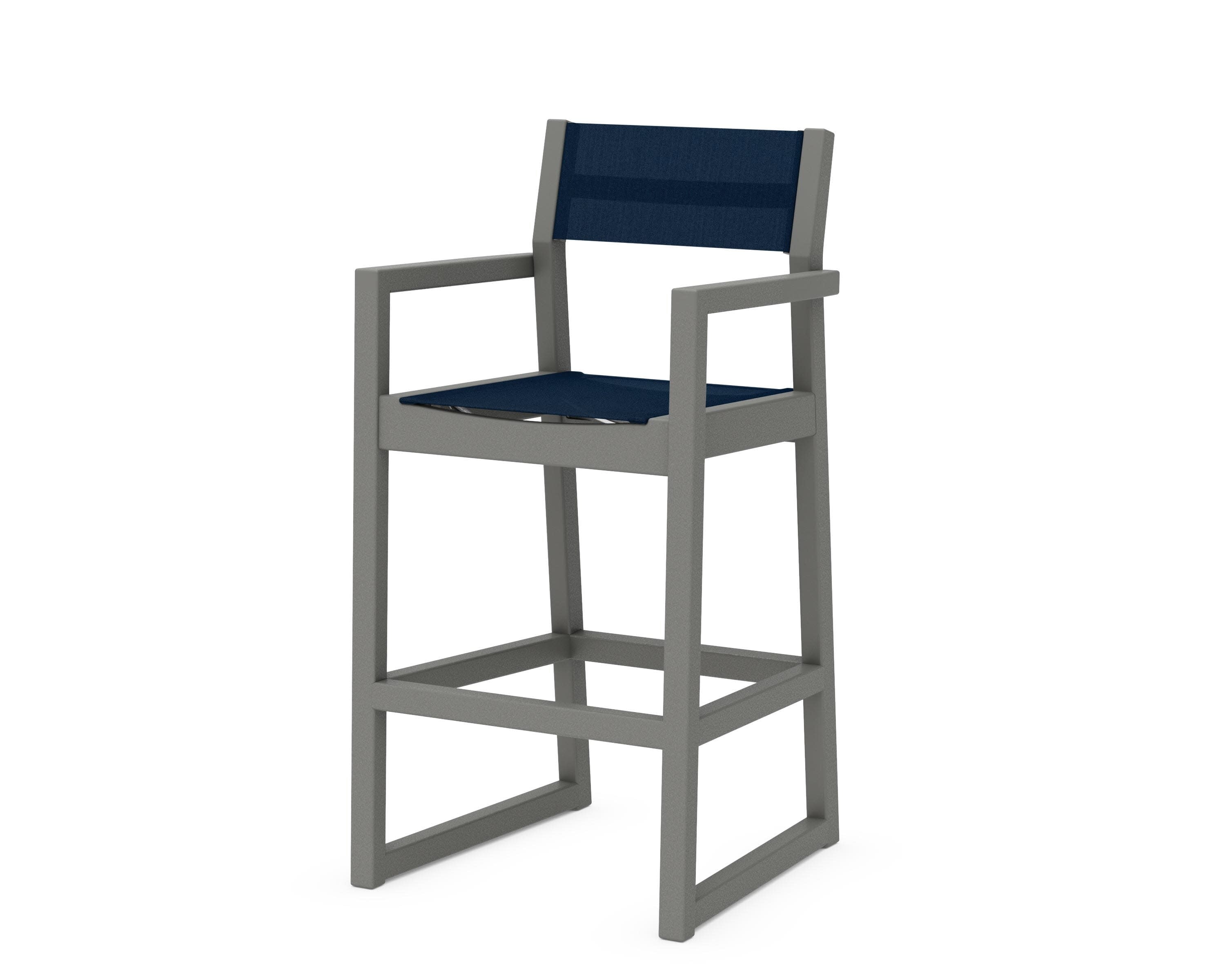 EDGE Sling Bar Arm Chair in Slate Grey / Navy Blue Sling