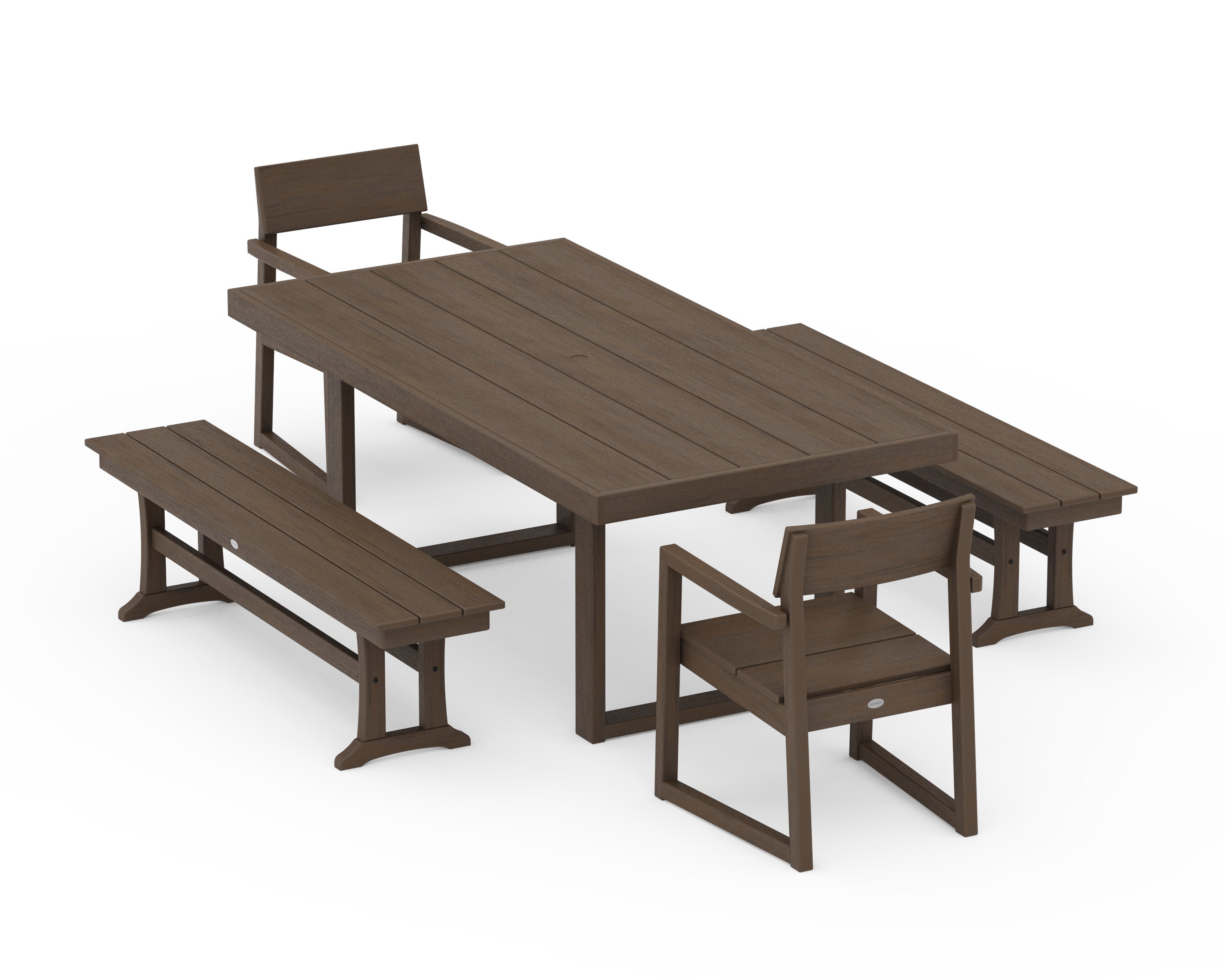 EDGE 5-Piece Dining Set with Benches in Kona