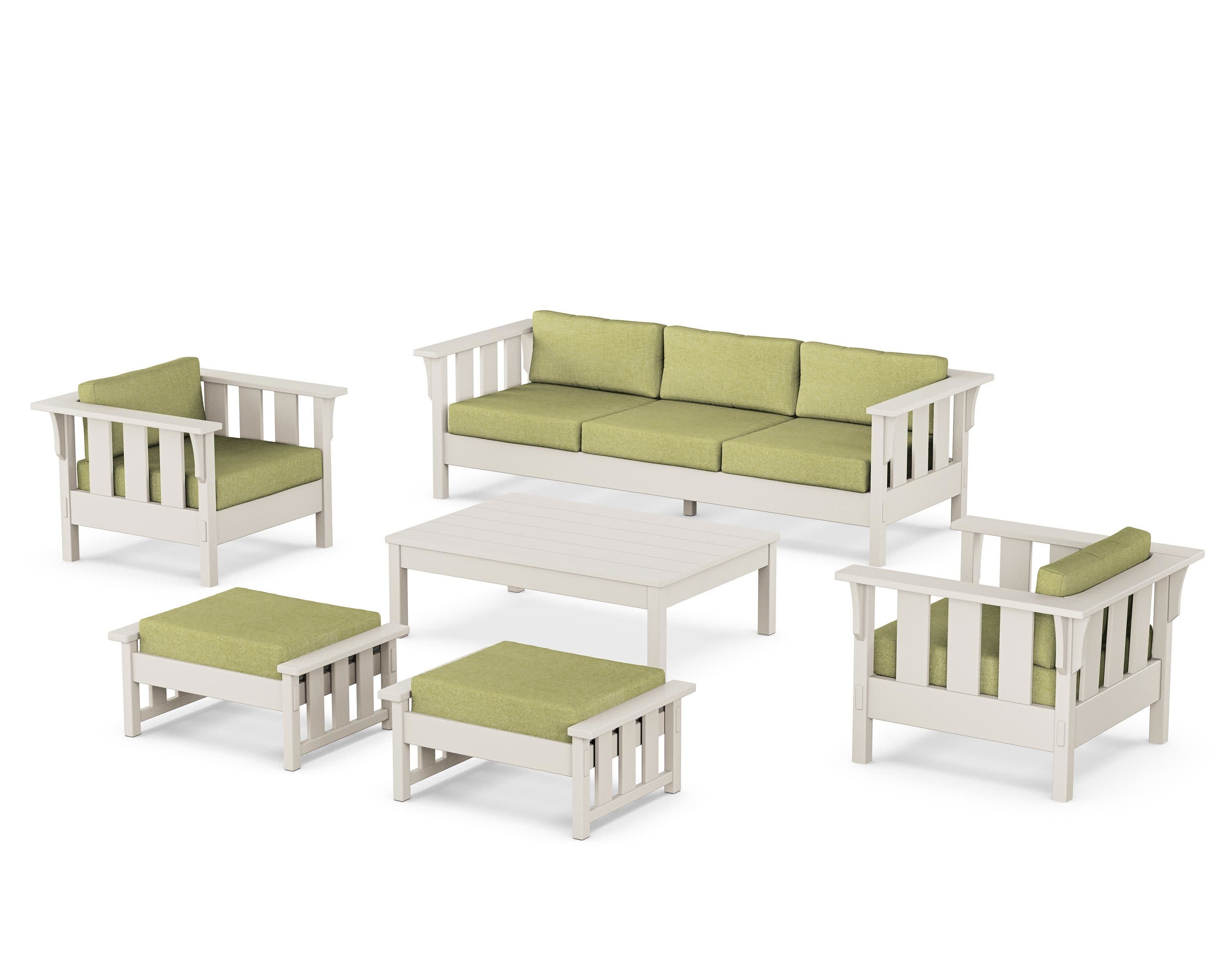 Acadia 6-Piece Lounge Sofa Set in Sand / Chartreuse Boucle