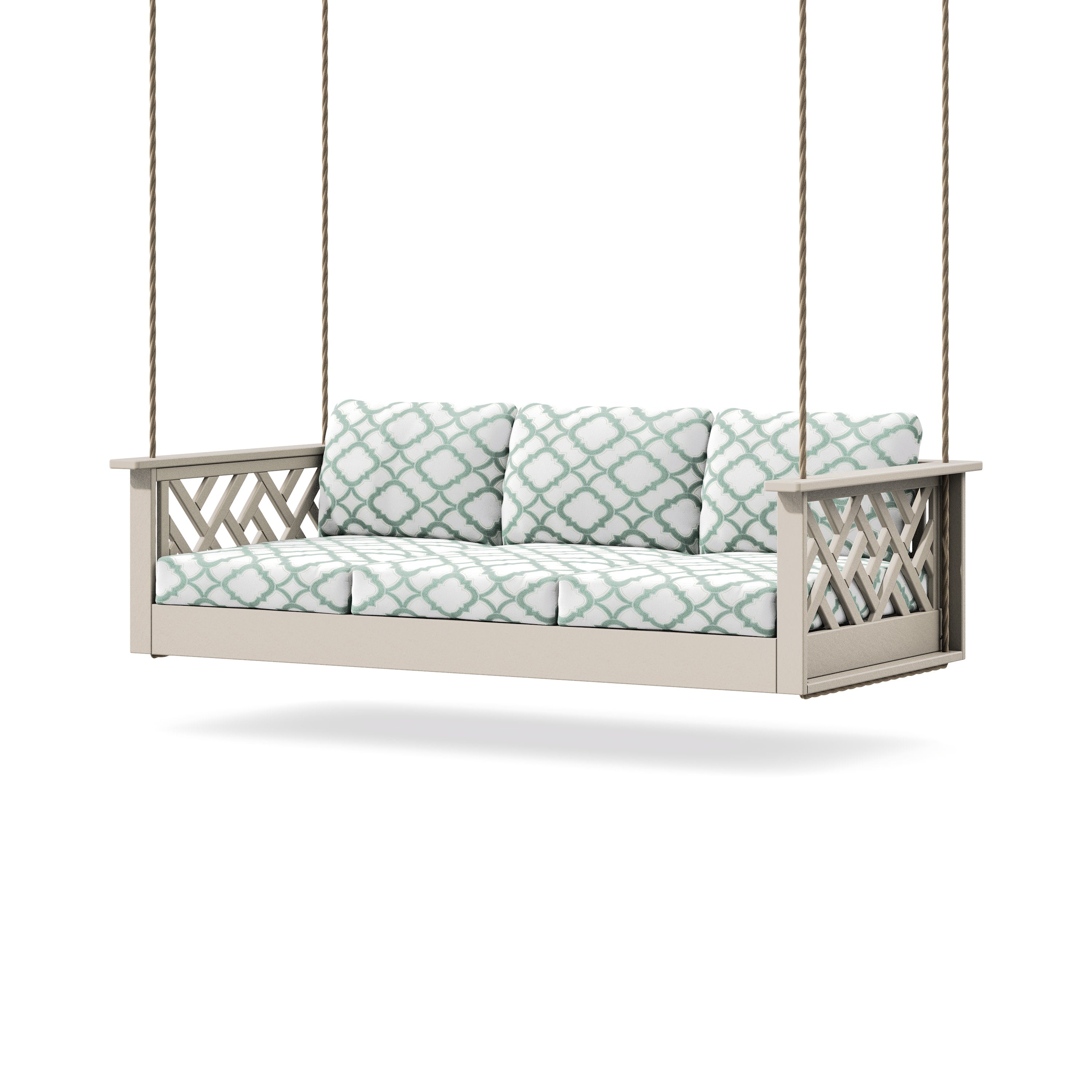 Chippendale Daybed Swing in Sand / Trellis Glacier Spa