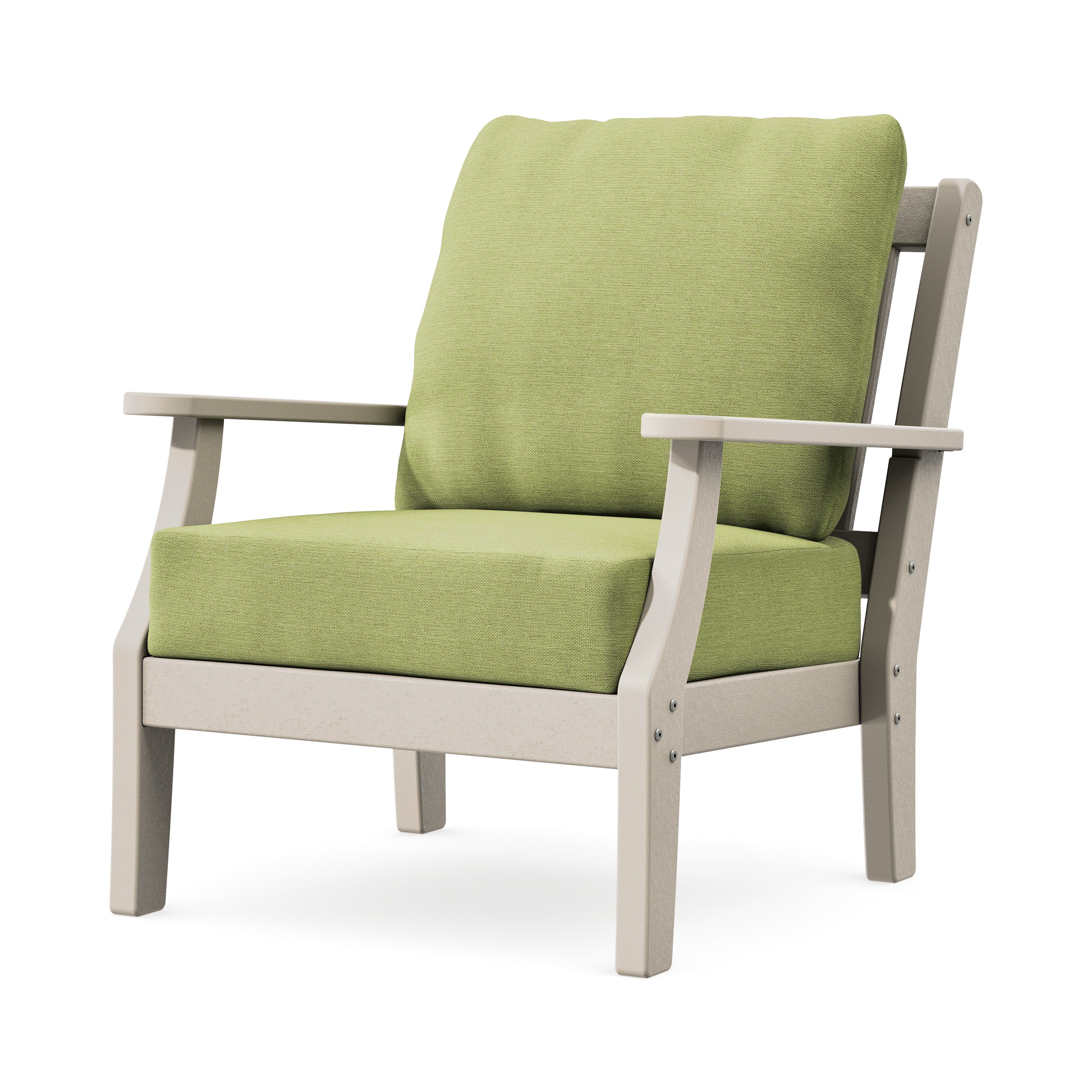 Chinoiserie Deep Seating Chair in Sand / Chartreuse Boucle