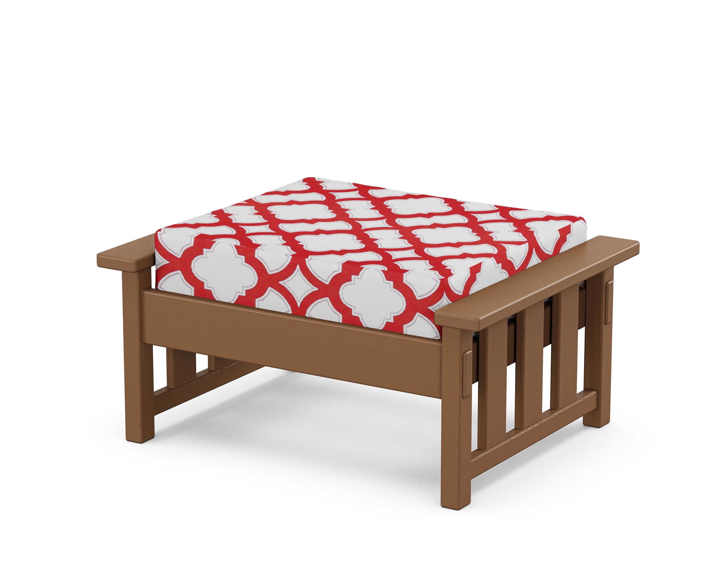 Acadia Deep Seating Ottoman in Teak / Trellis Crimson