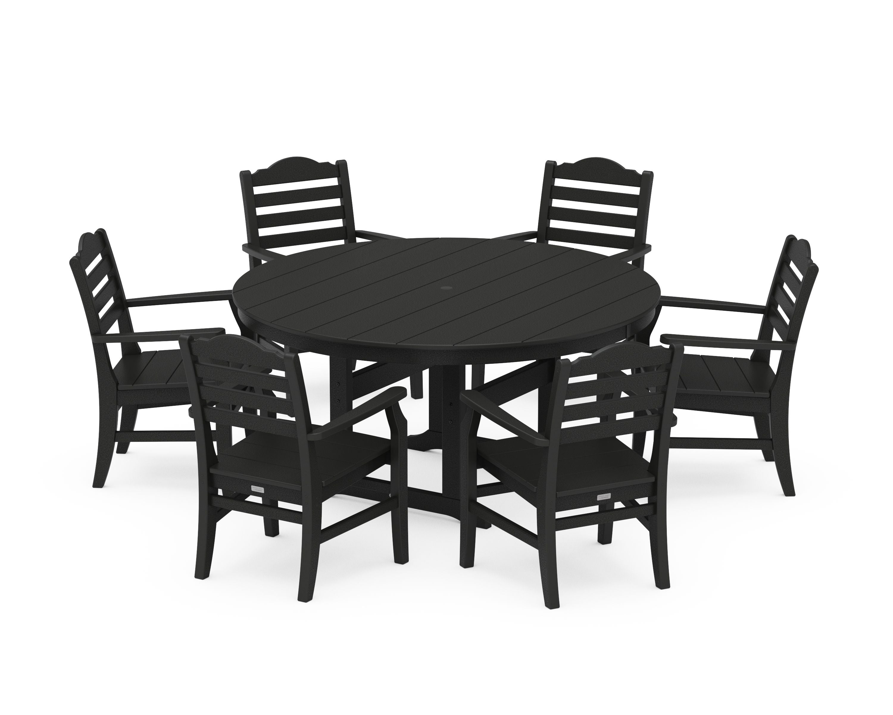 Savannah 7-Piece Arm Chair Round Farmhouse Dining Set in Black