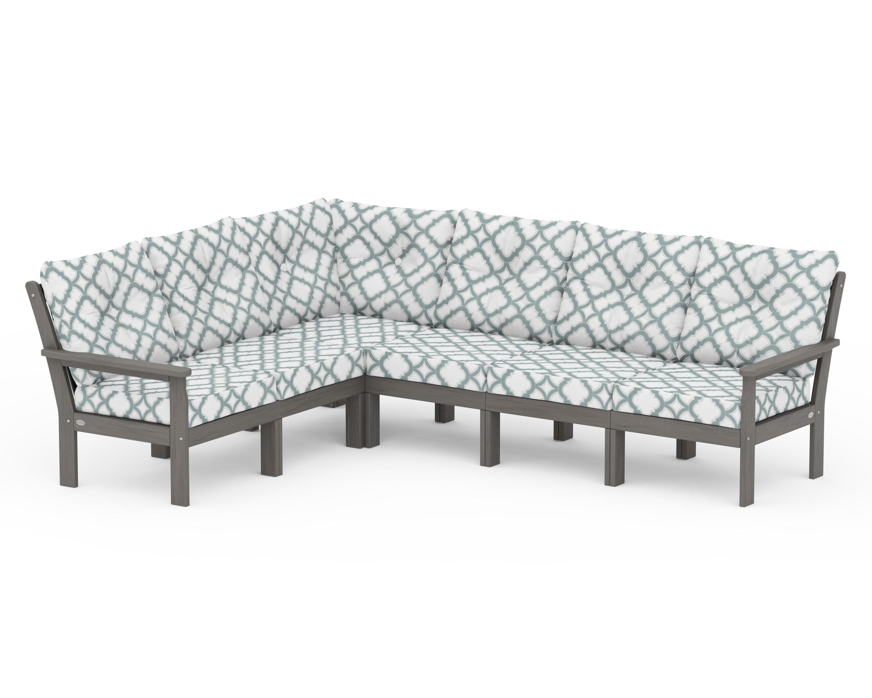 Vineyard 6-Piece Sectional in Driftwood / Trellis Glacier Spa