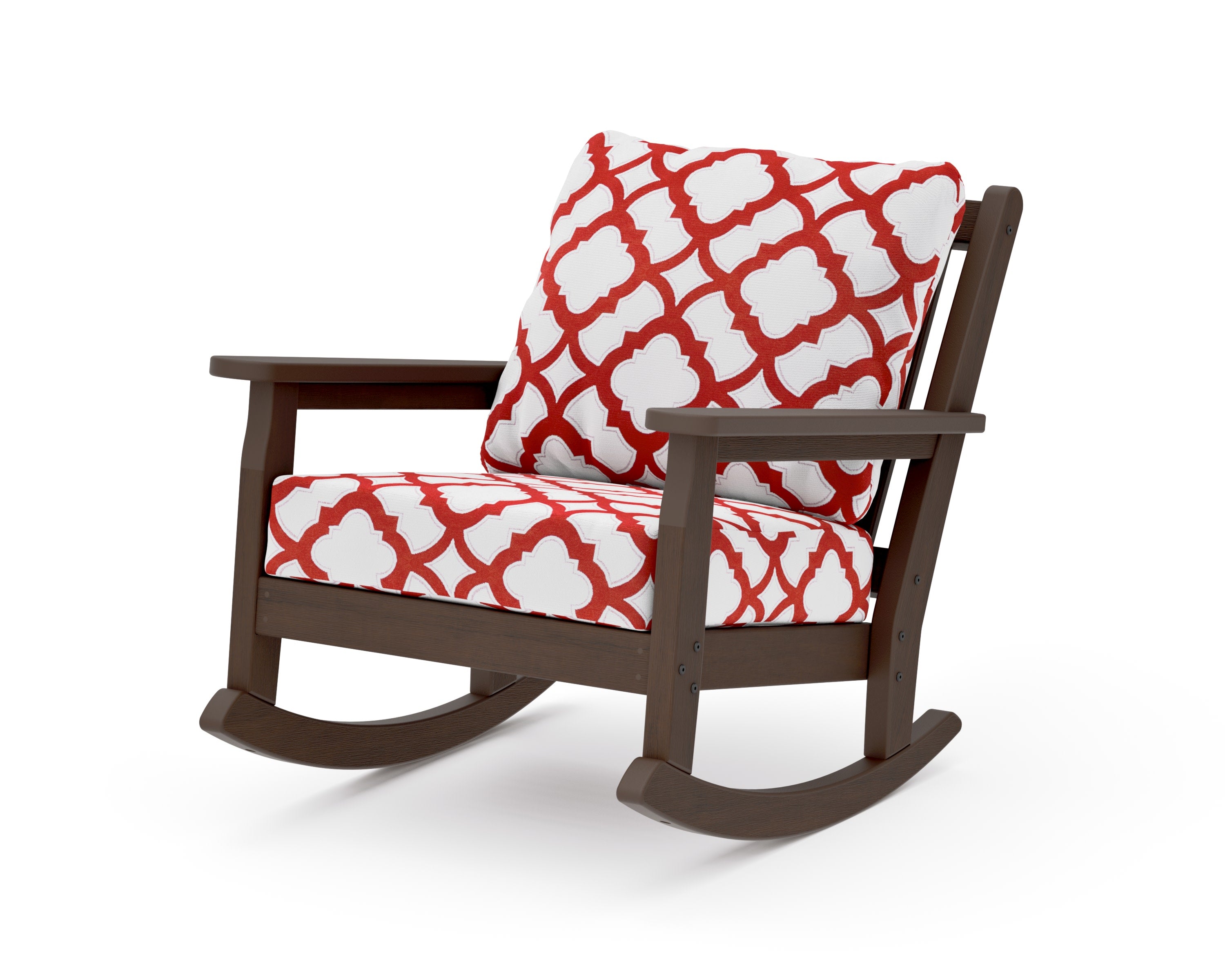 Chippendale Deep Seating Rocking Chair in Kona / Trellis Crimson