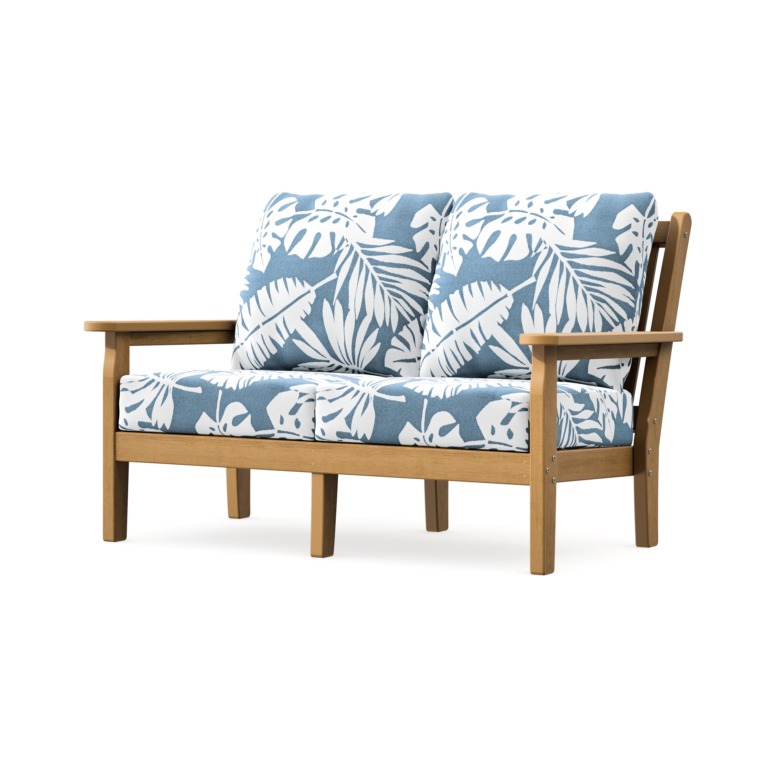 Chippendale Deep Seating Loveseat in Natural / Leaf Sky Blue
