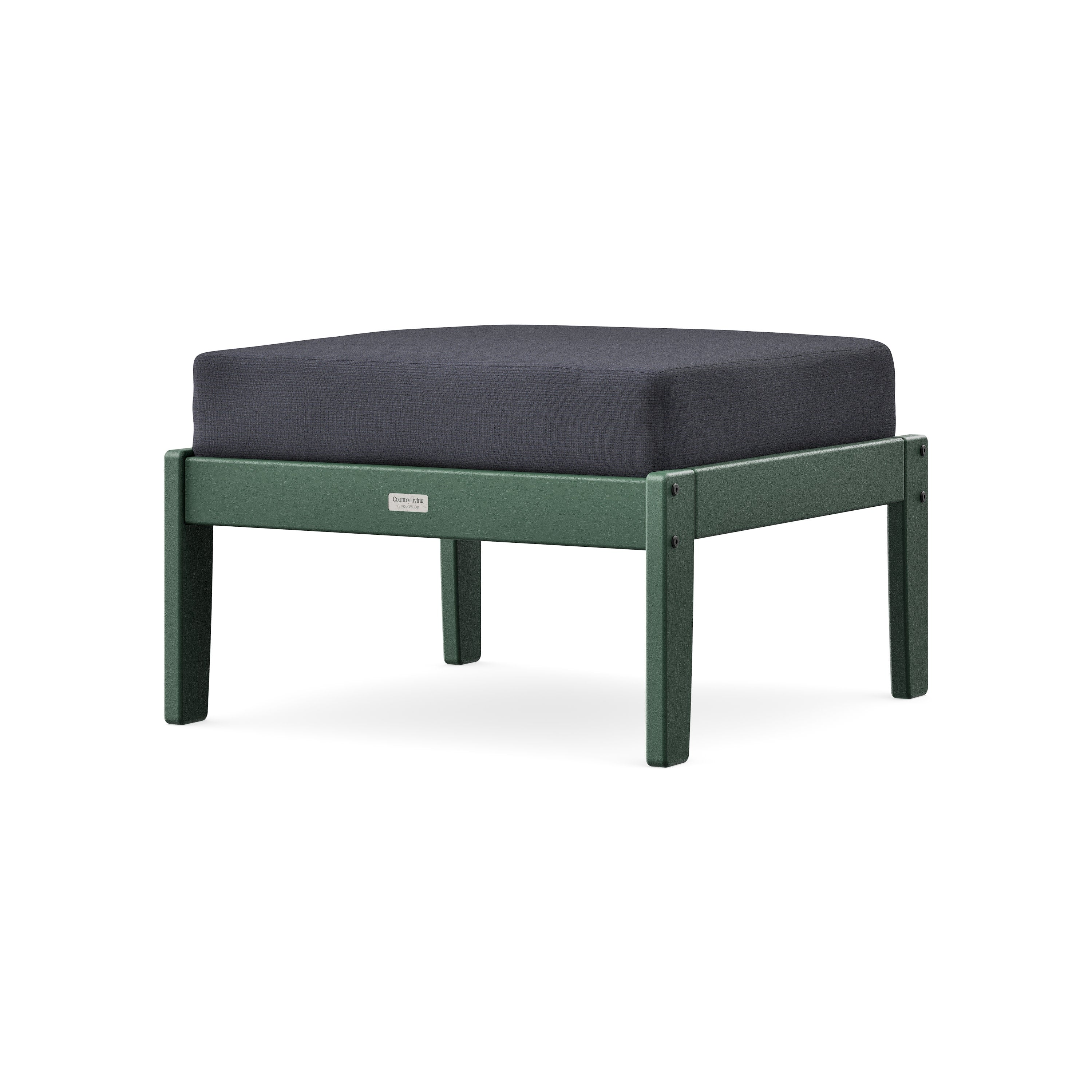 Cottage Deep Seating Ottoman in Green / Midnight Linen