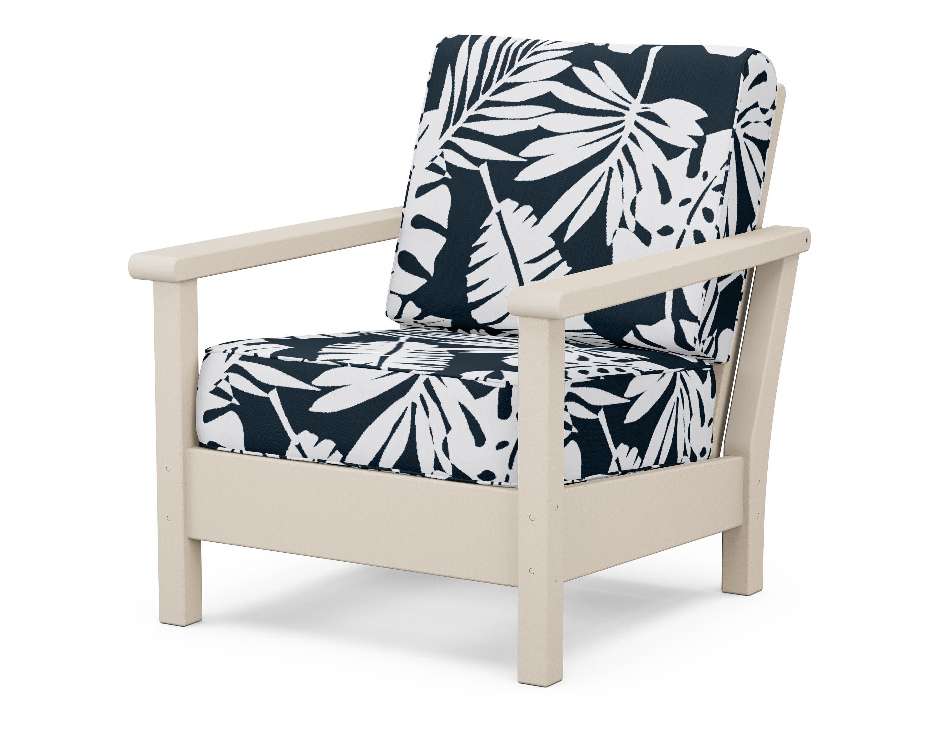 Harbour Deep Seating Chair in Sand / Leaf Marine Indigo