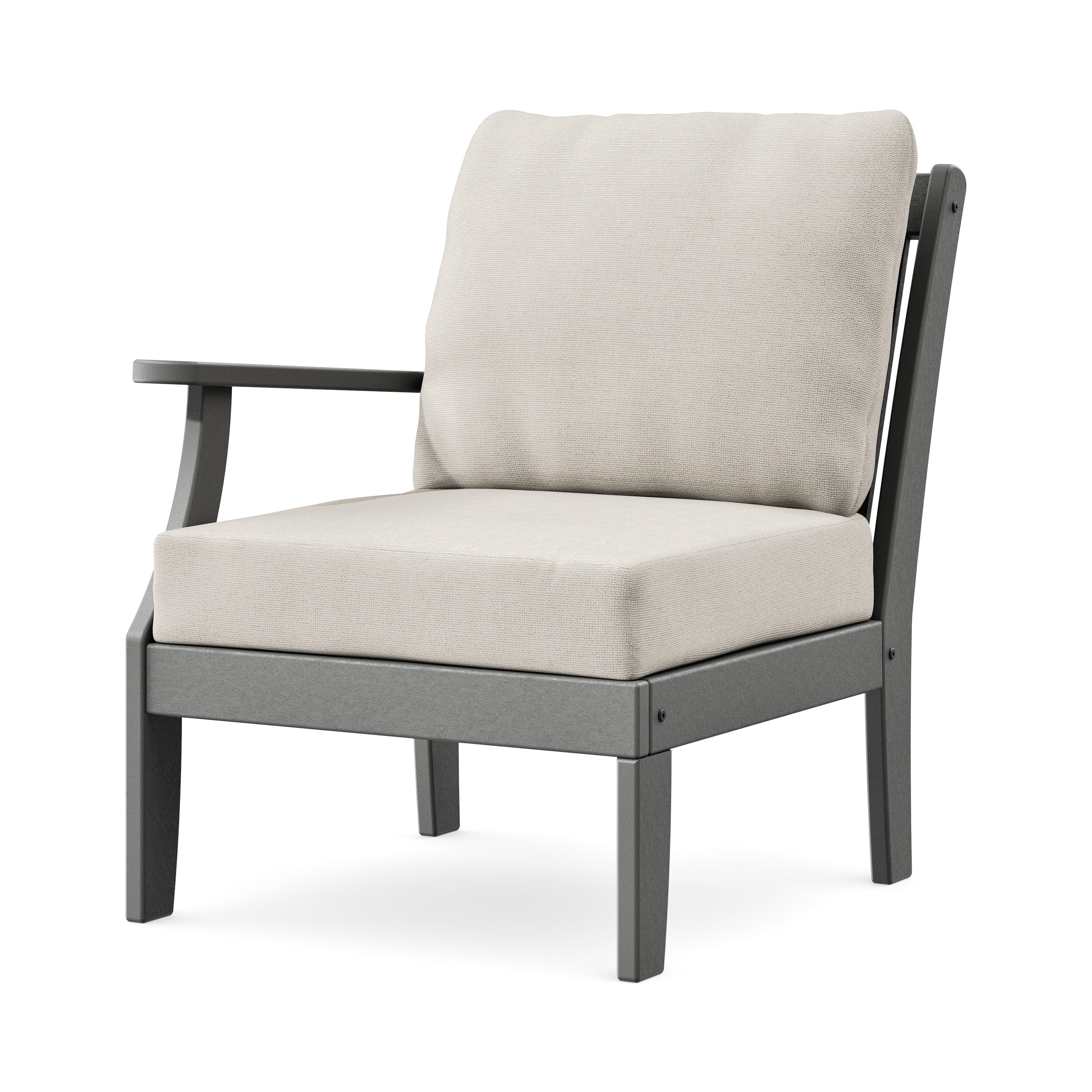 Braxton Modular Left Arm Chair in Slate Grey / Dune Burlap