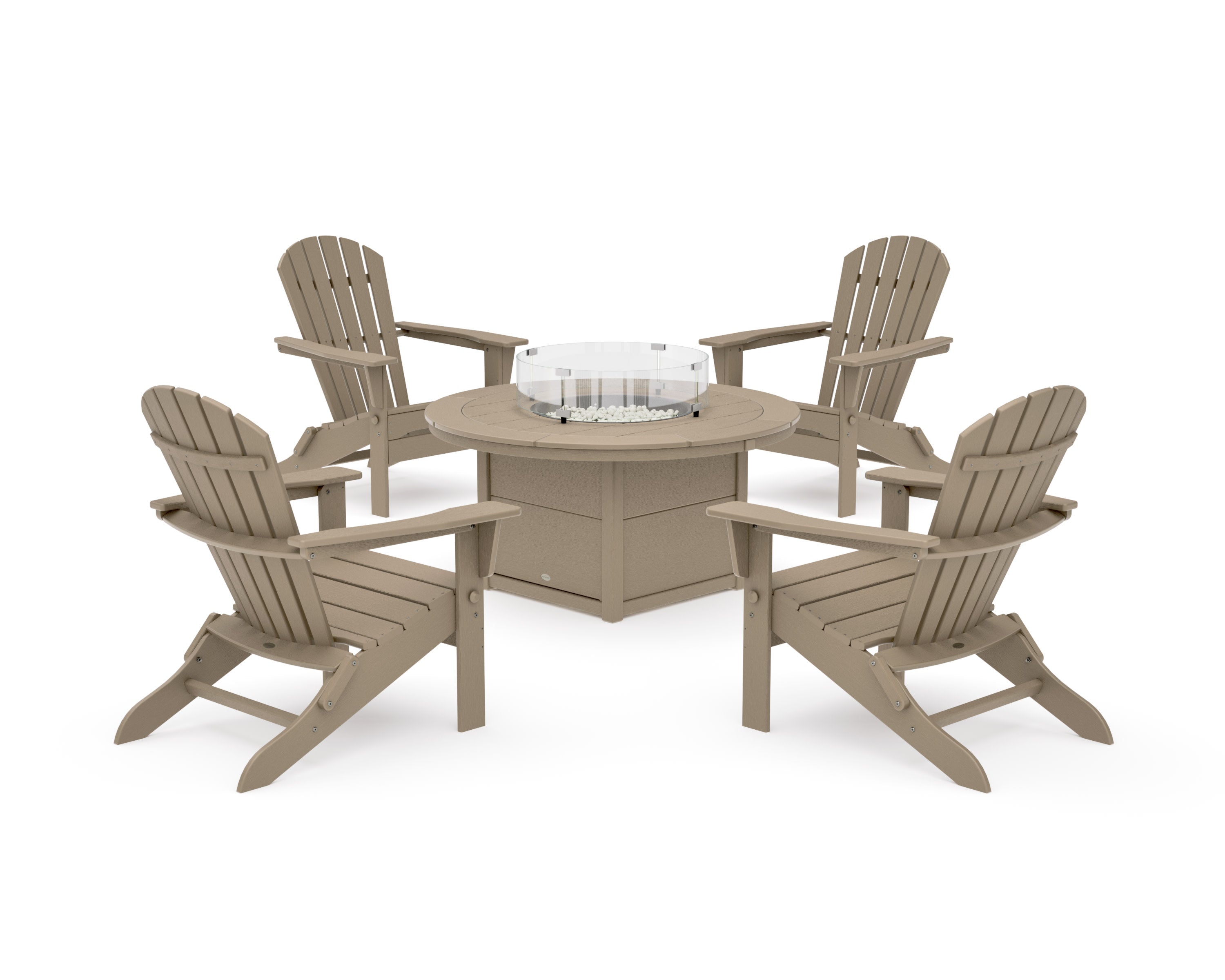 South Beach 5-Piece Folding Adirondack Fire Chat Set in Vintage Sahara