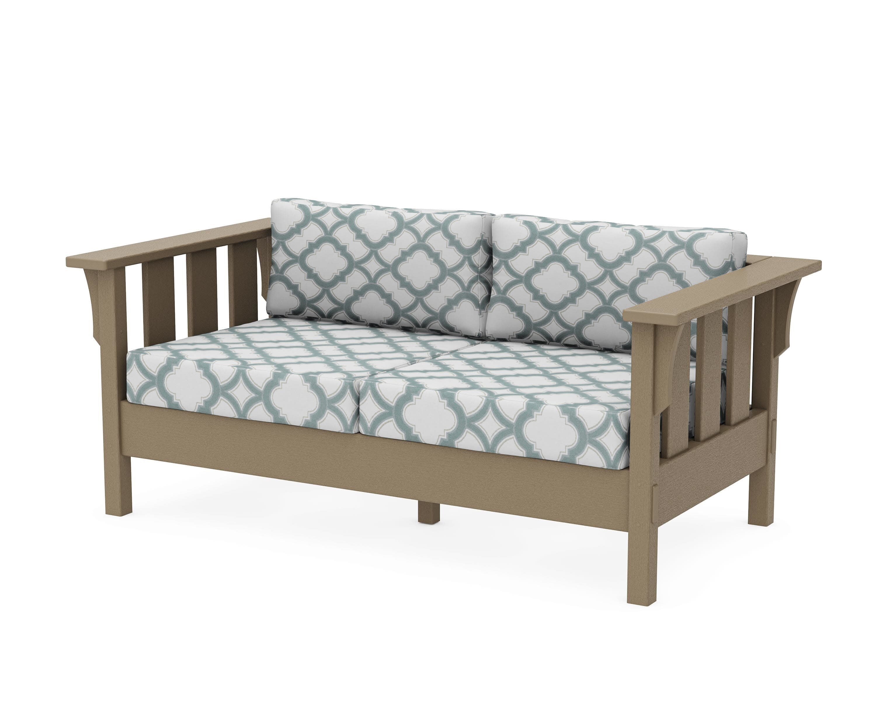 Acadia Deep Seating Loveseat in Vintage Sahara / Trellis Glacier Spa