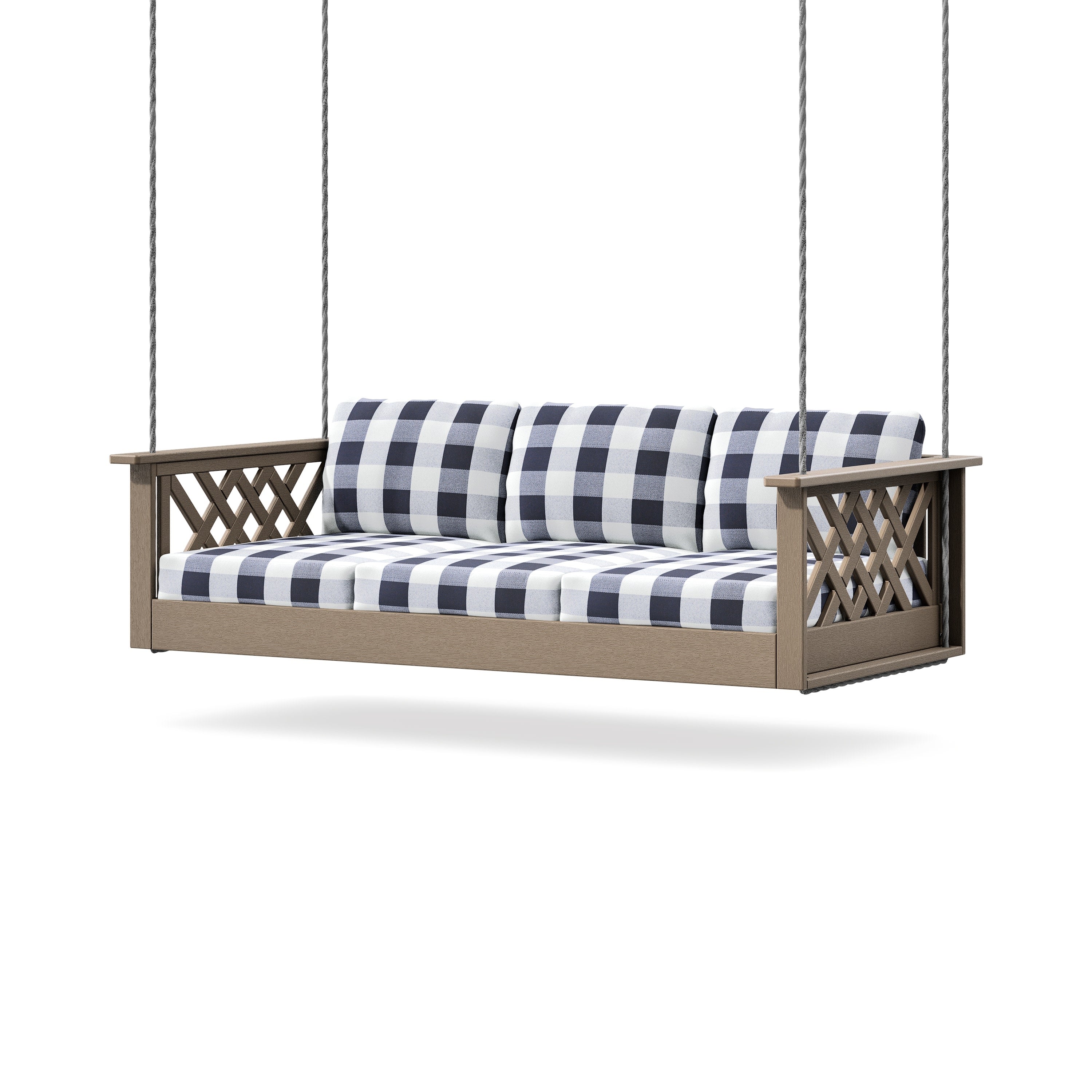 Wovendale Daybed Swing in Vintage Sahara / Buffalo Plaid Navy