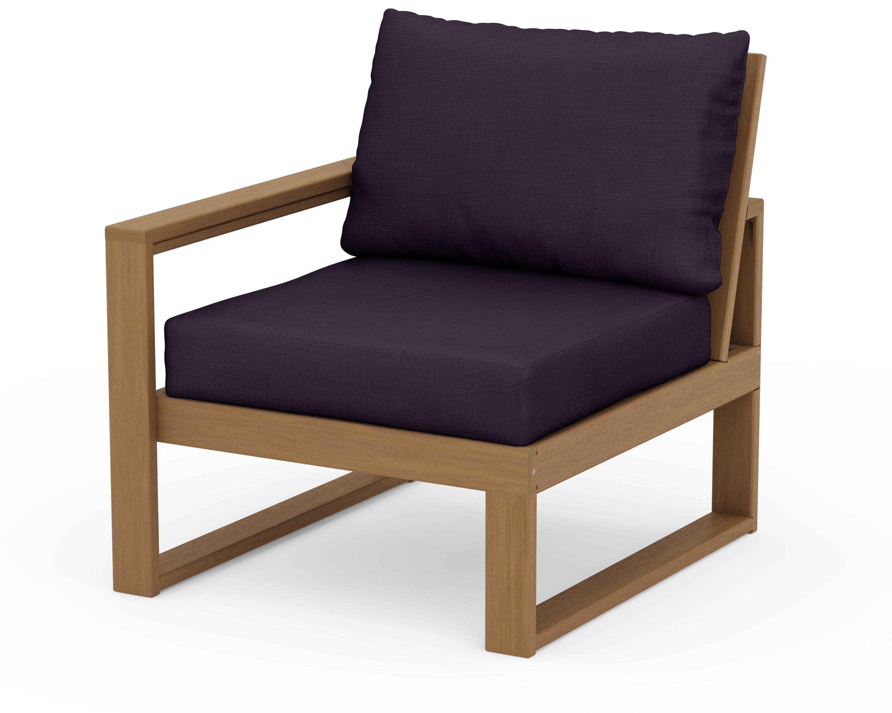 EDGE Modular Left Arm Chair in Natural / Navy Linen