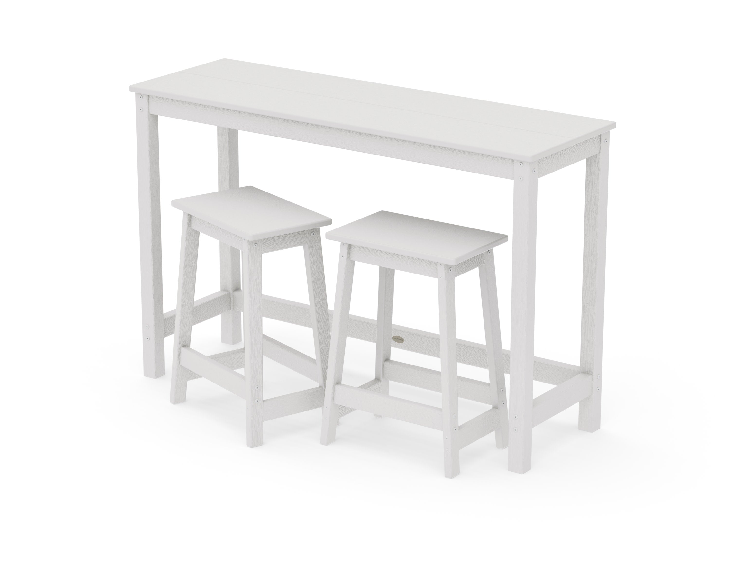 Modern Studio Stool 3-Piece Counter Balcony Set in Vintage White