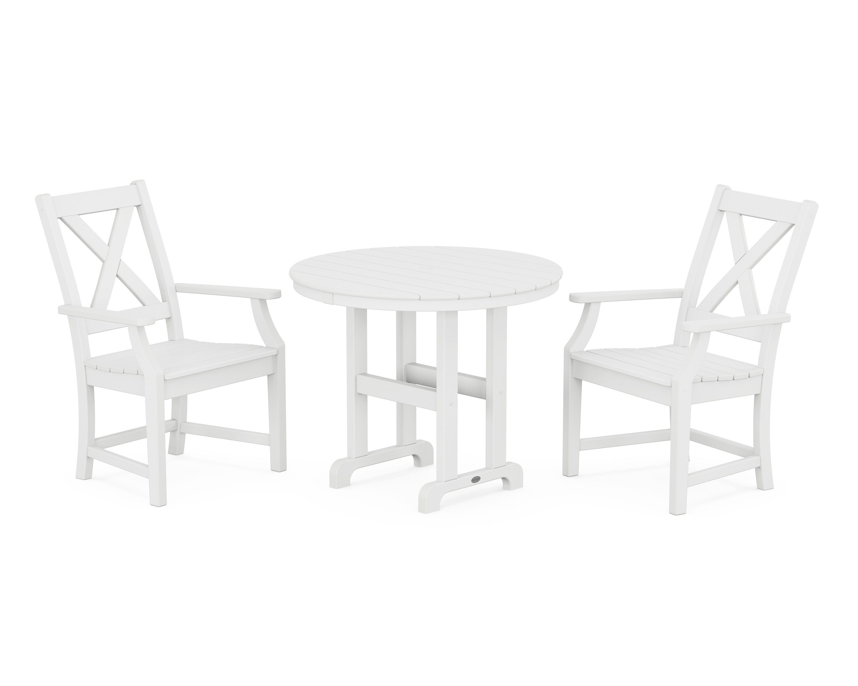 Braxton 3-Piece Round Dining Set in White