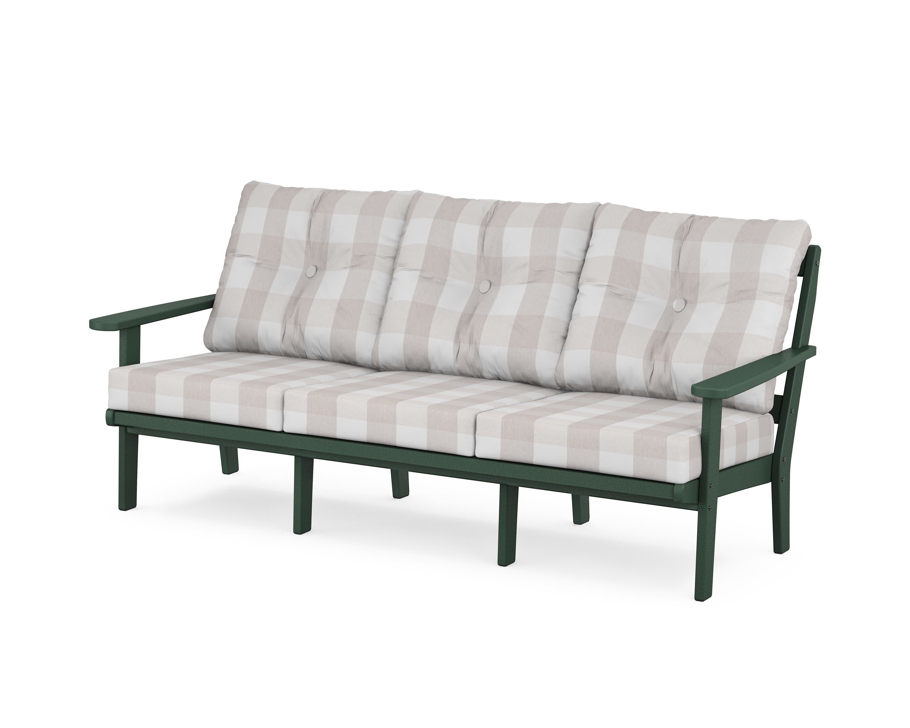Mission Deep Seating Sofa in Green / Buffalo Plaid Dune Burlap