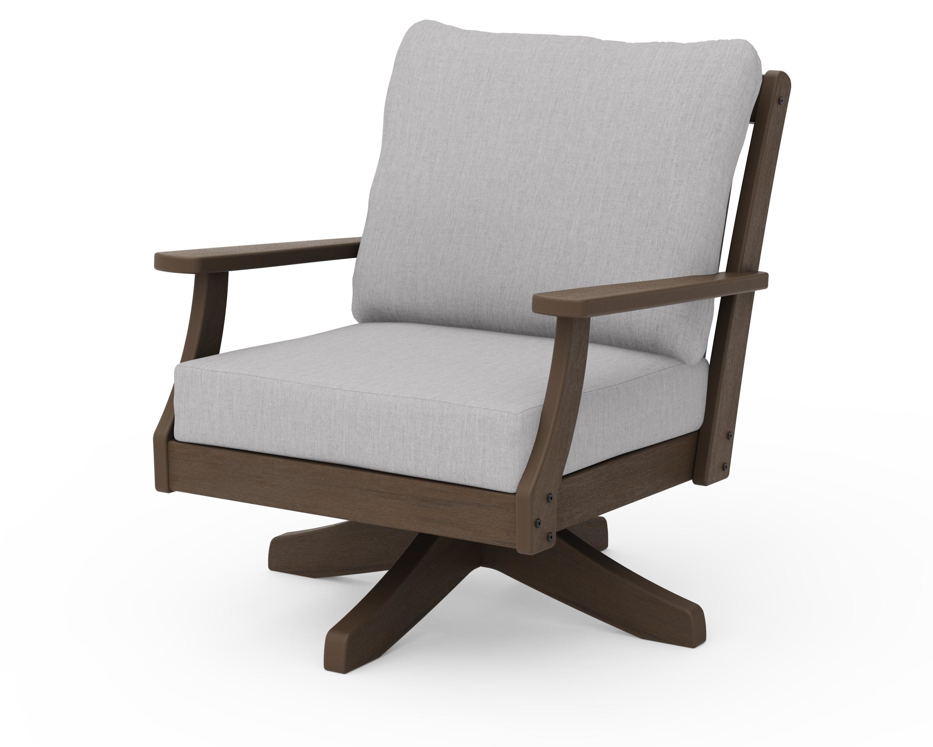 Braxton Deep Seating Swivel Chair in Kona / Granite