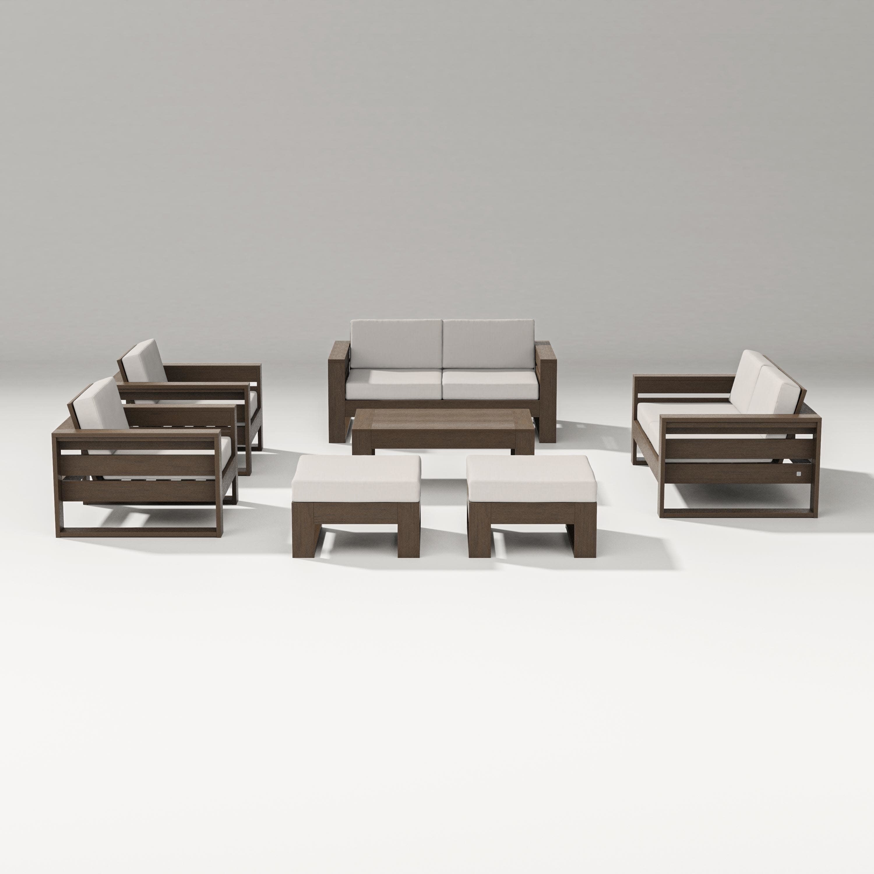 Latitude 7-Piece Lounge Loveseat Set in Kona / Cast Ash