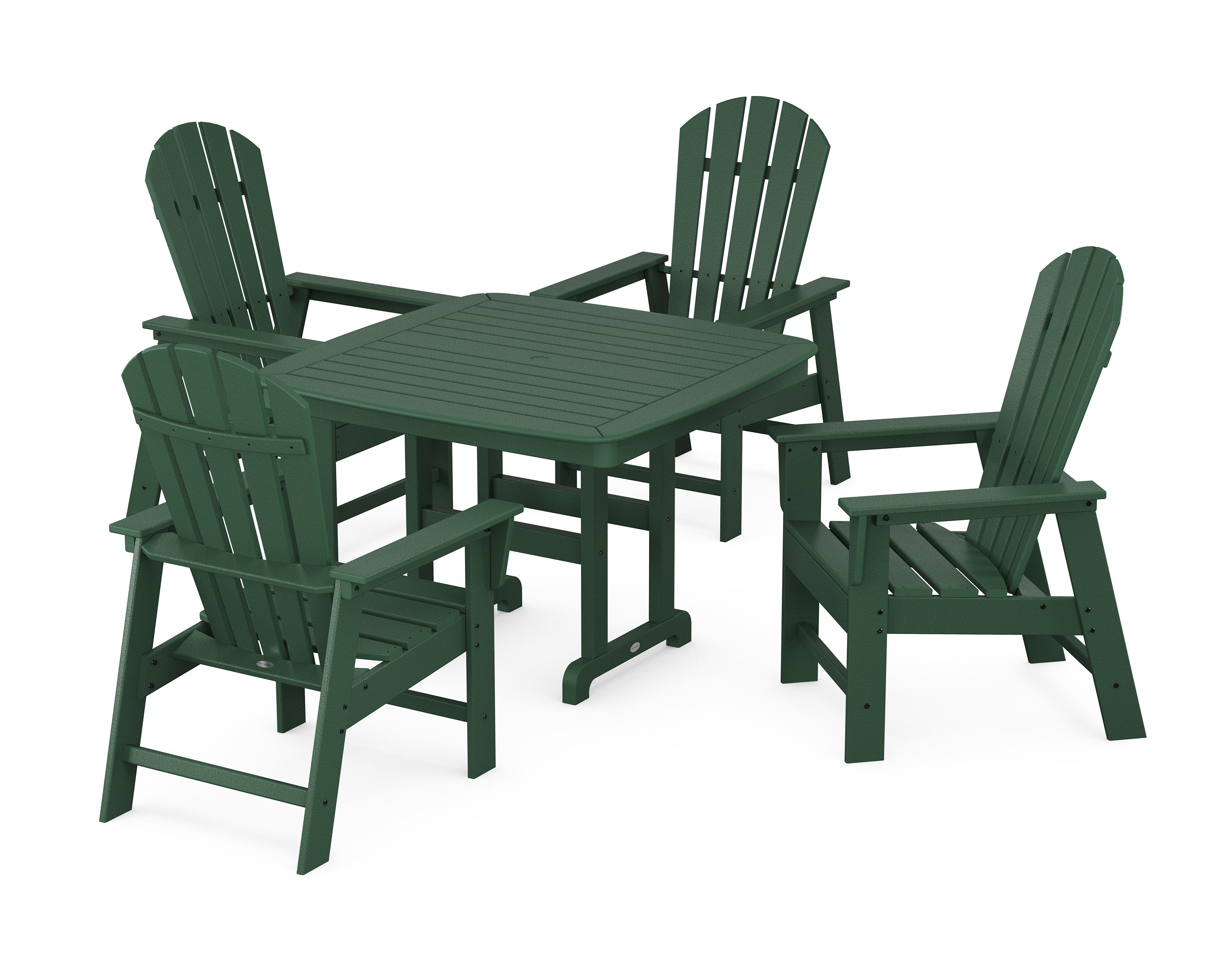 South Beach 5-Piece Dining Set with Trestle Legs in Green