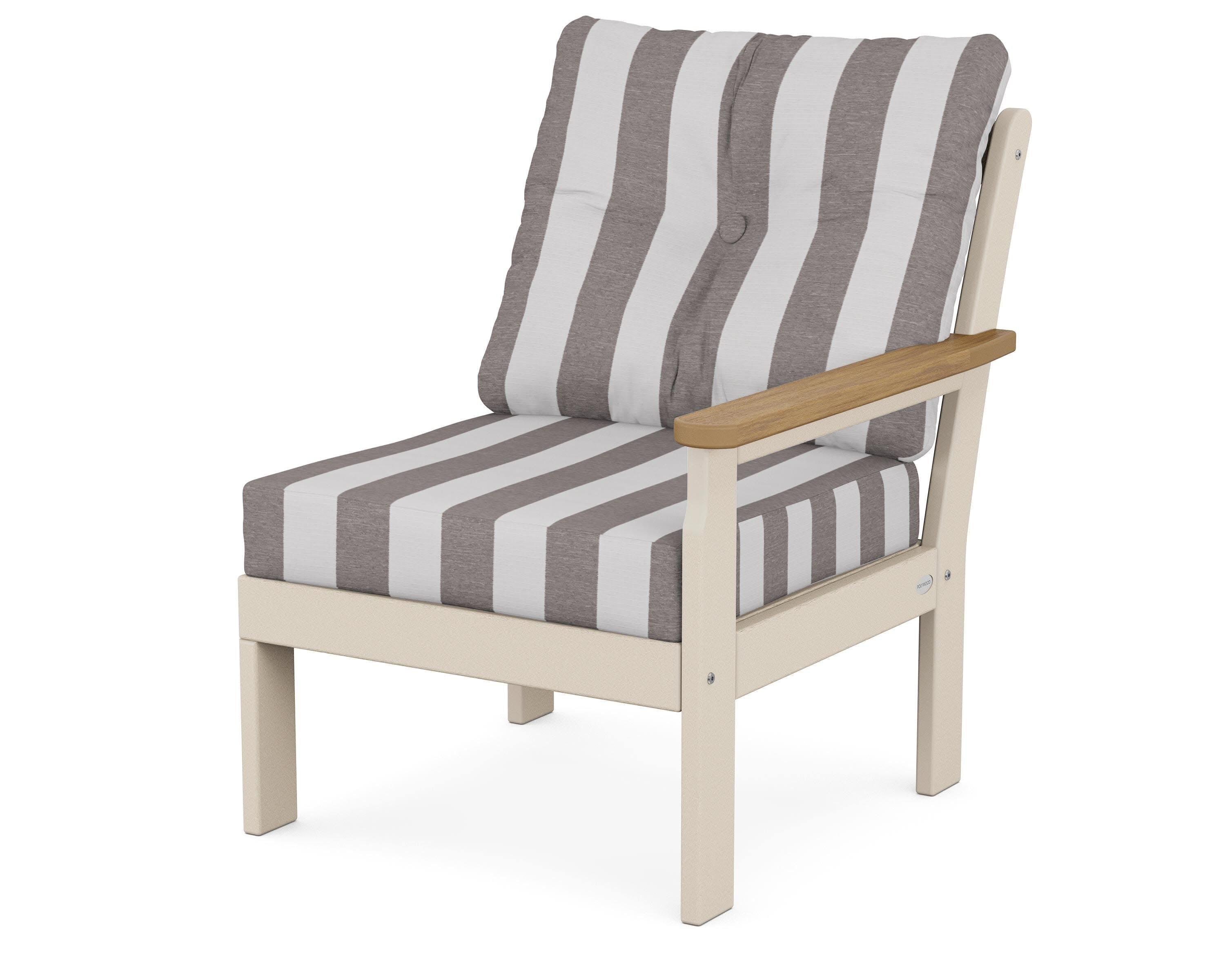 Vineyard Modular Right Arm Chair in Sand / Natural / Cabana Stripe Grey Mist