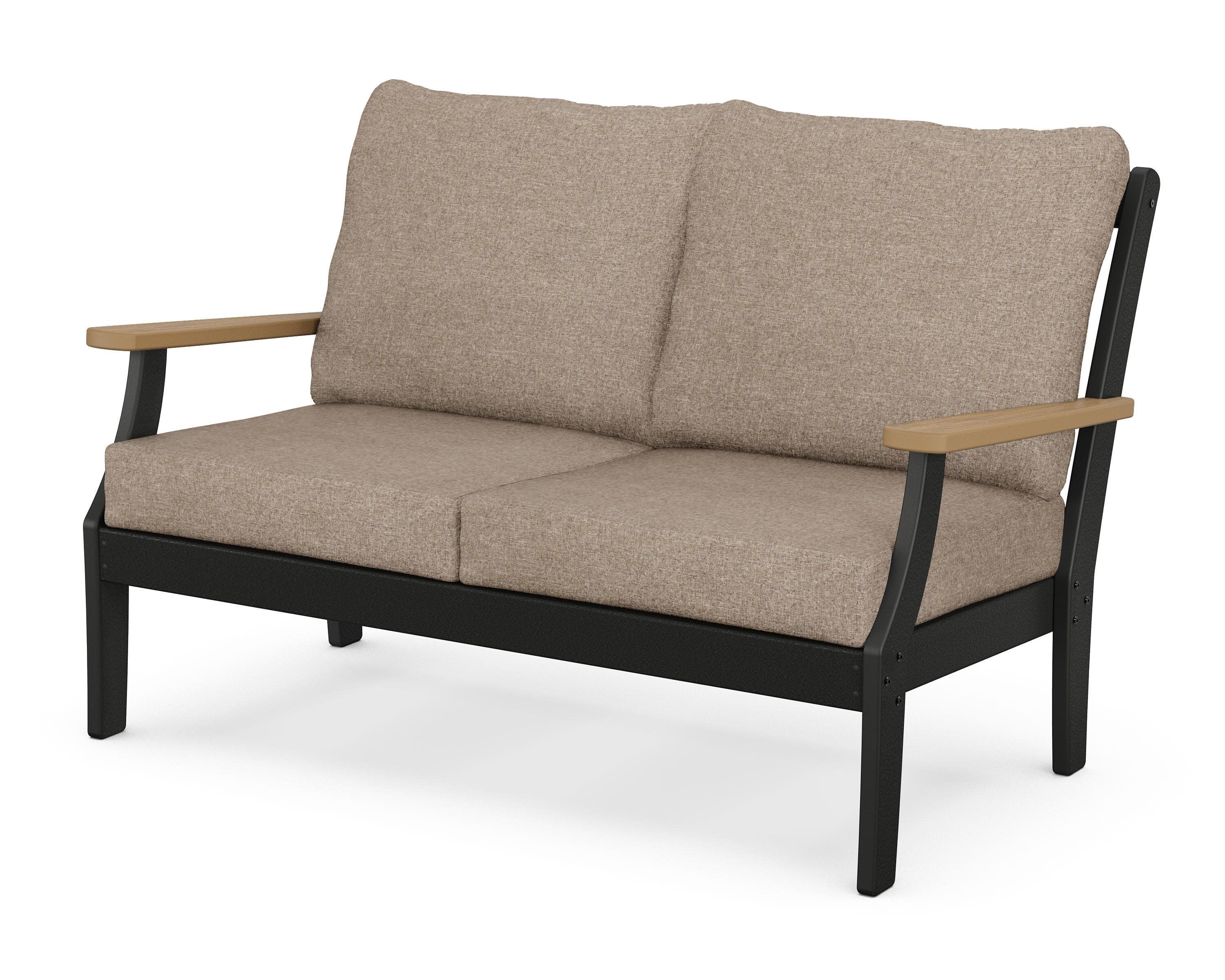 Braxton Deep Seating Loveseat in Black / Natural / Spiced Burlap