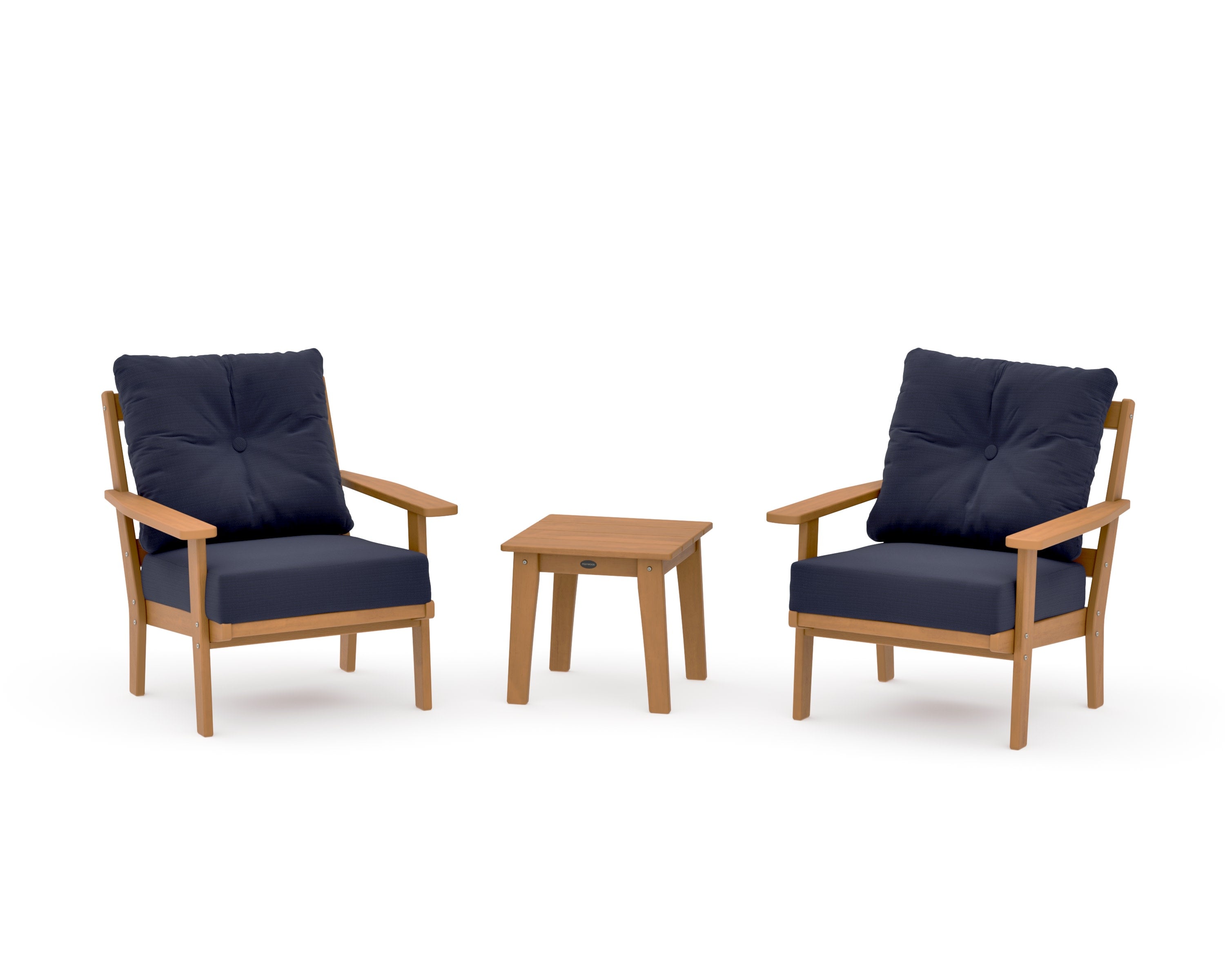 Oxford 3-Piece Deep Seating Set in Natural / Navy Linen