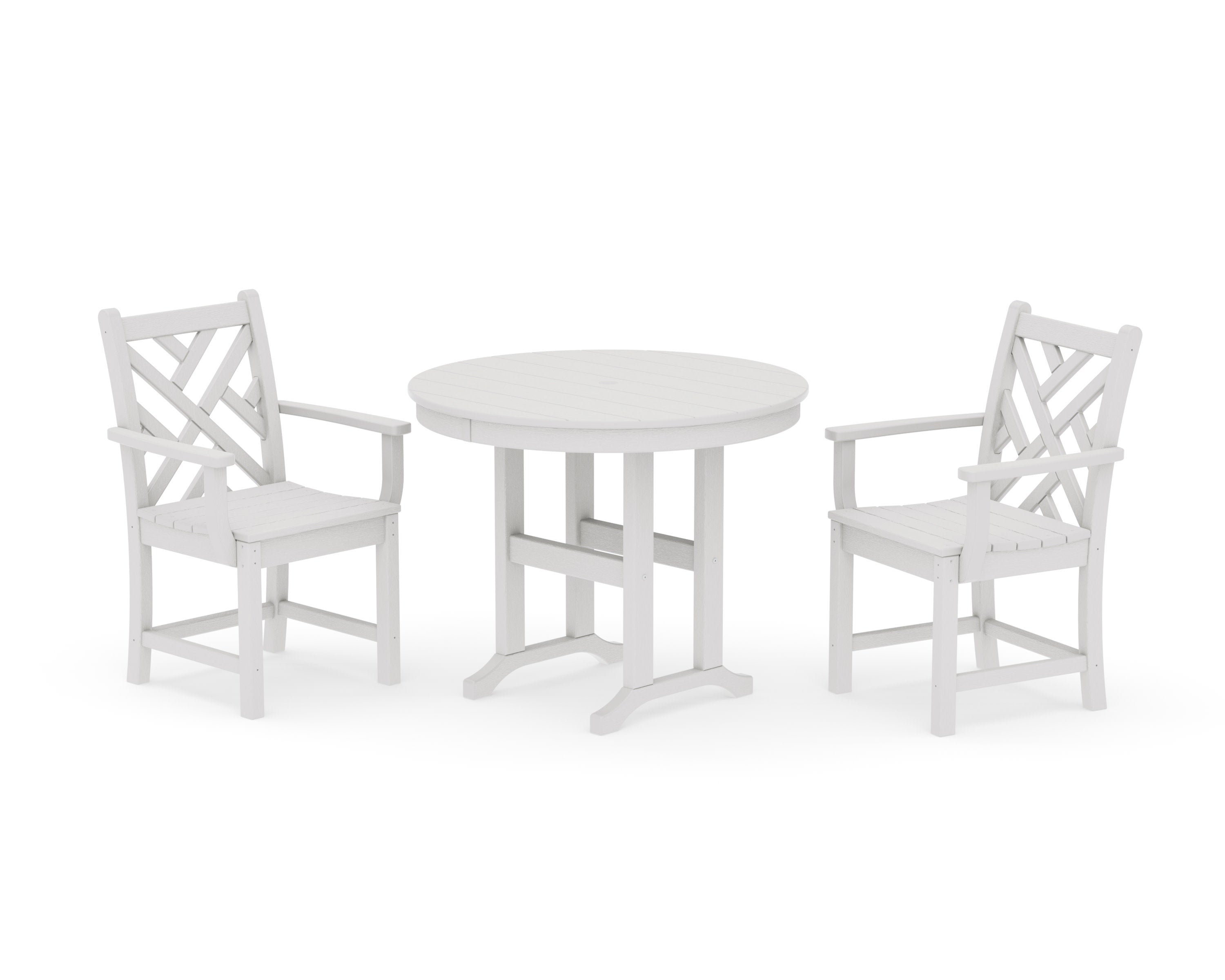 Chippendale 3-Piece Round Dining Set in Vintage White