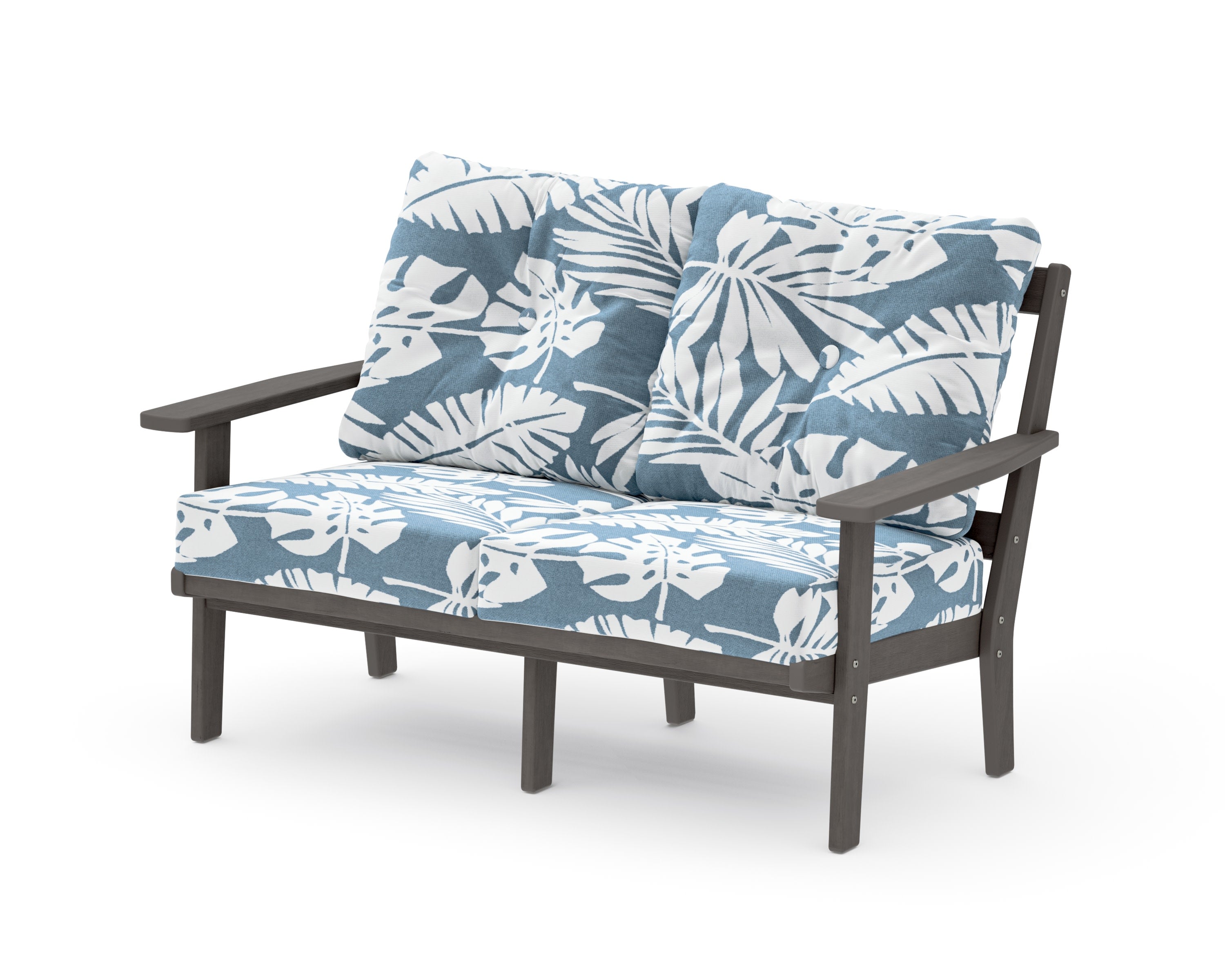 Oxford Deep SeatingLoveseat in Driftwood / Leaf Sky Blue