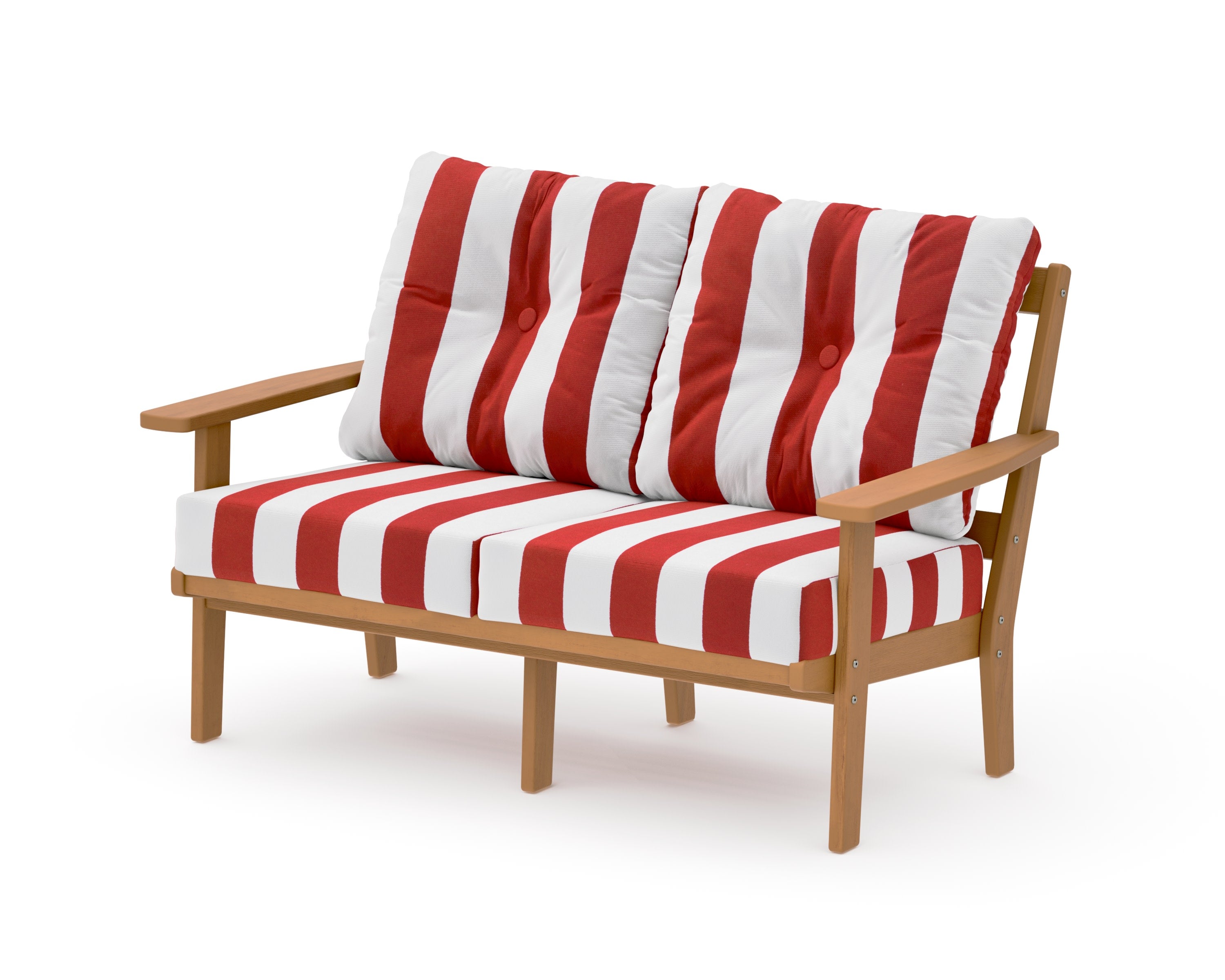 Oxford Deep SeatingLoveseat in Natural / Cabana Stripe Crimson
