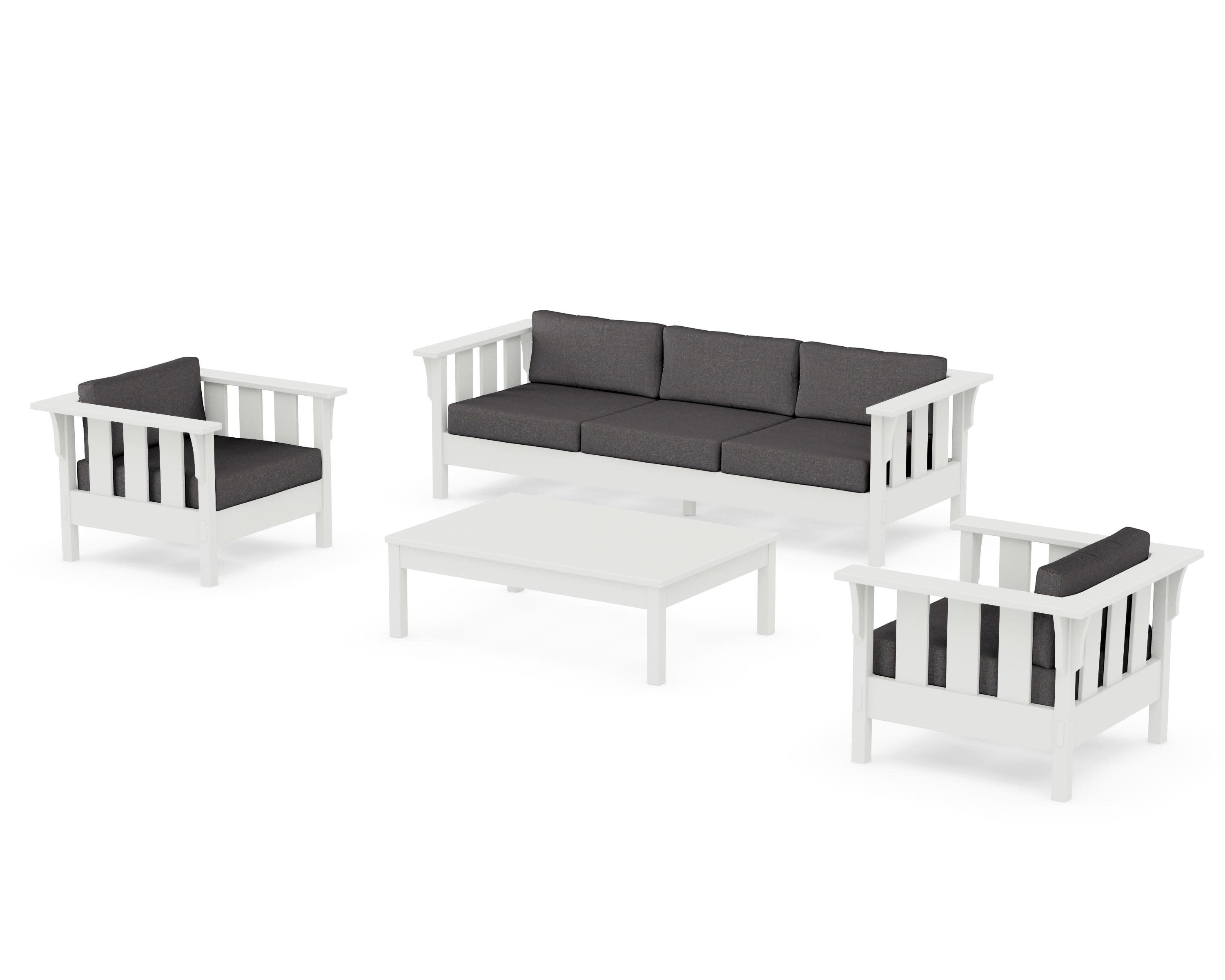 Acadia 4-Piece Deep Seating Set with Sofa in Vintage White / Ash Charcoal