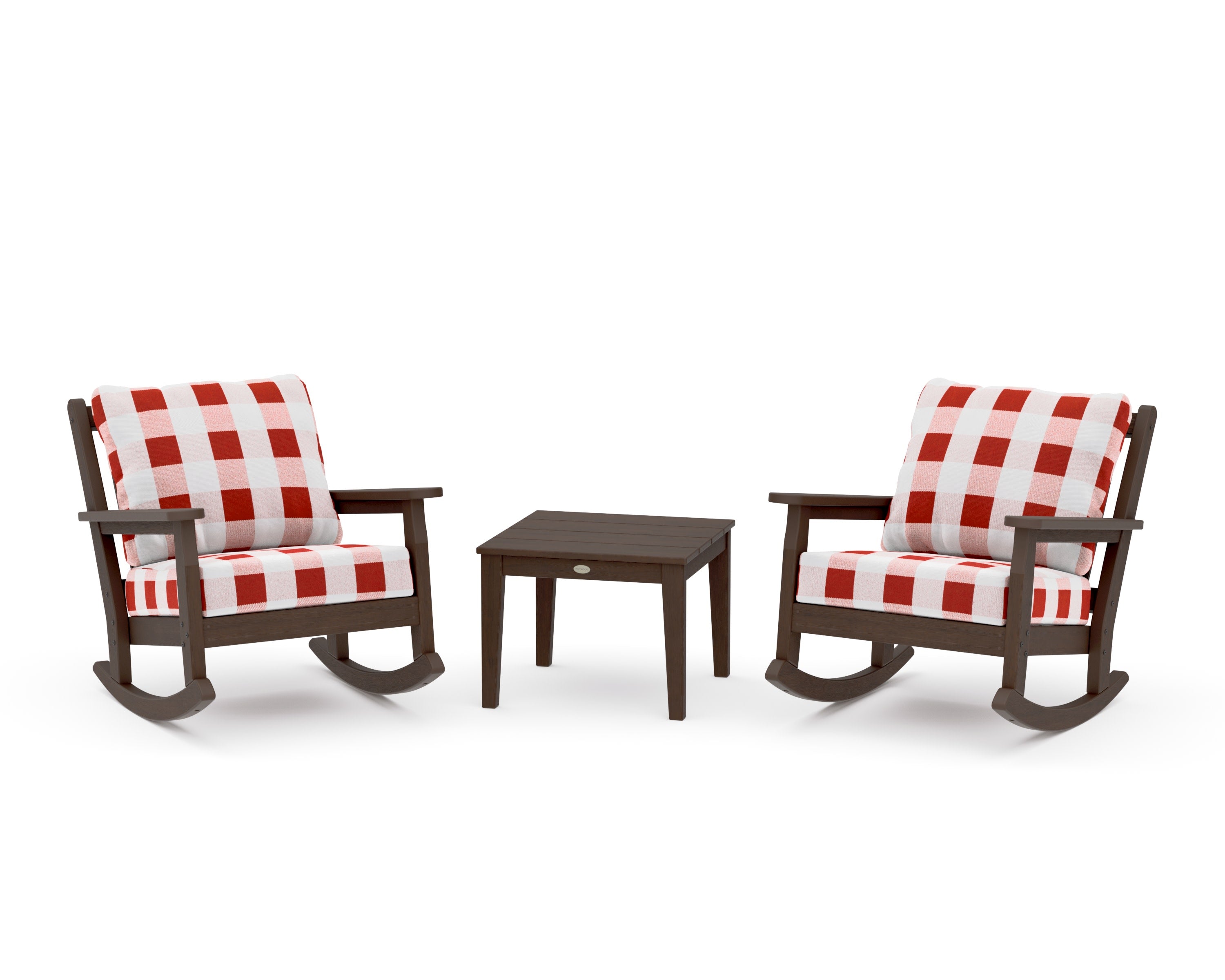 Chippendale 3-Piece Deep Seating Rocker Set in Kona / Buffalo Plaid Crimson