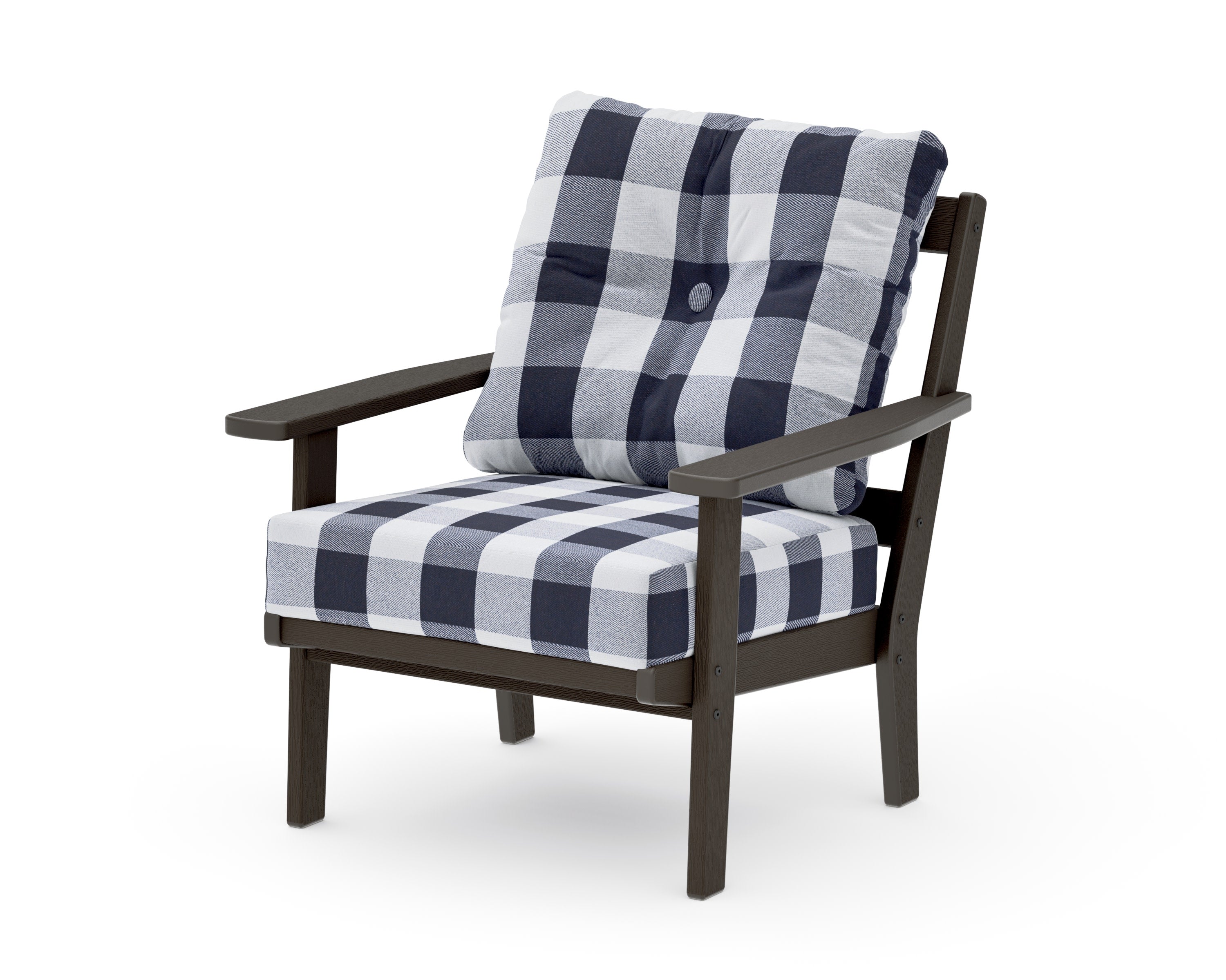 Oxford Deep Seating Chair in Vintage Coffee / Buffalo Plaid Navy