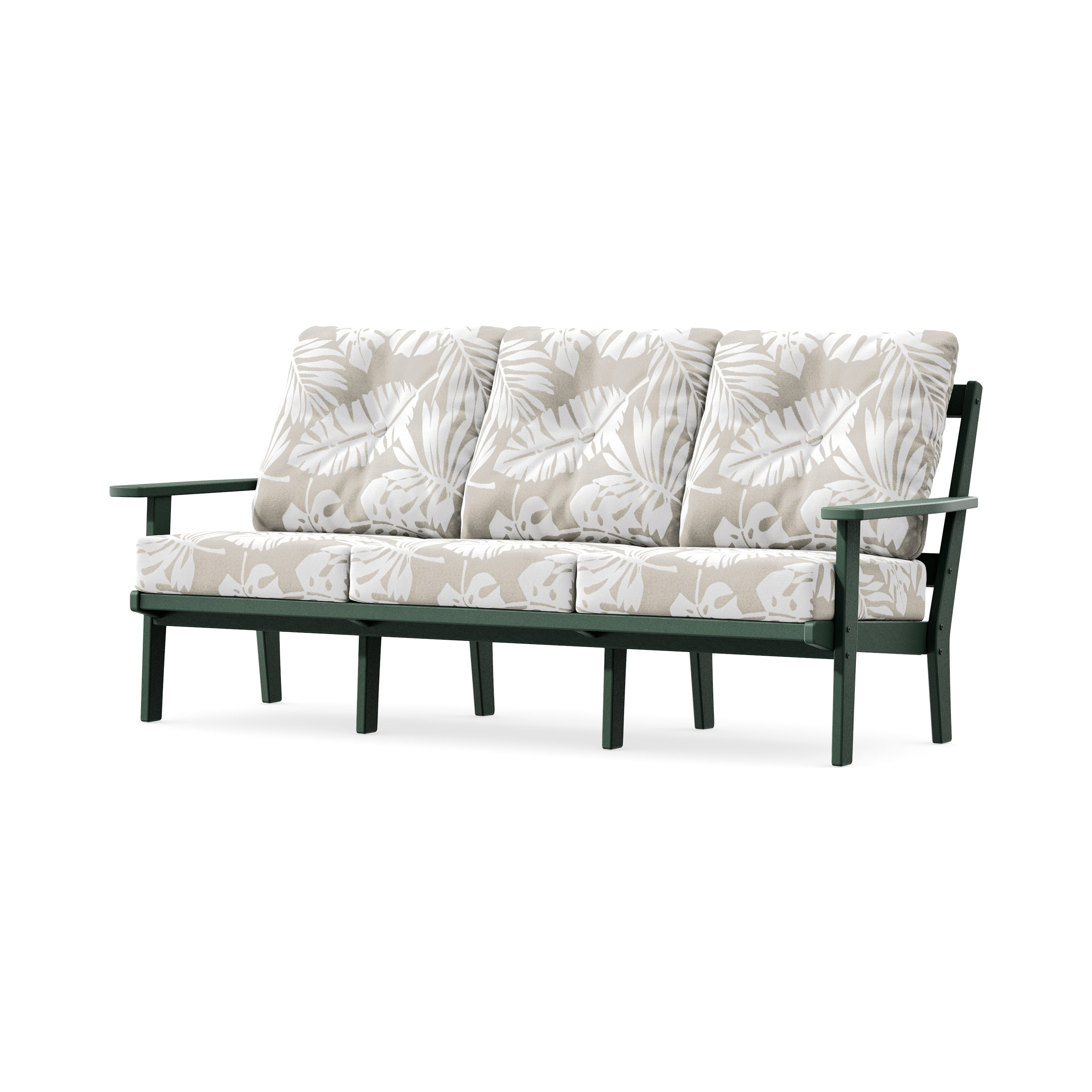 Oxford Deep Seating Sofa in Green / Leaf Dune Burlap