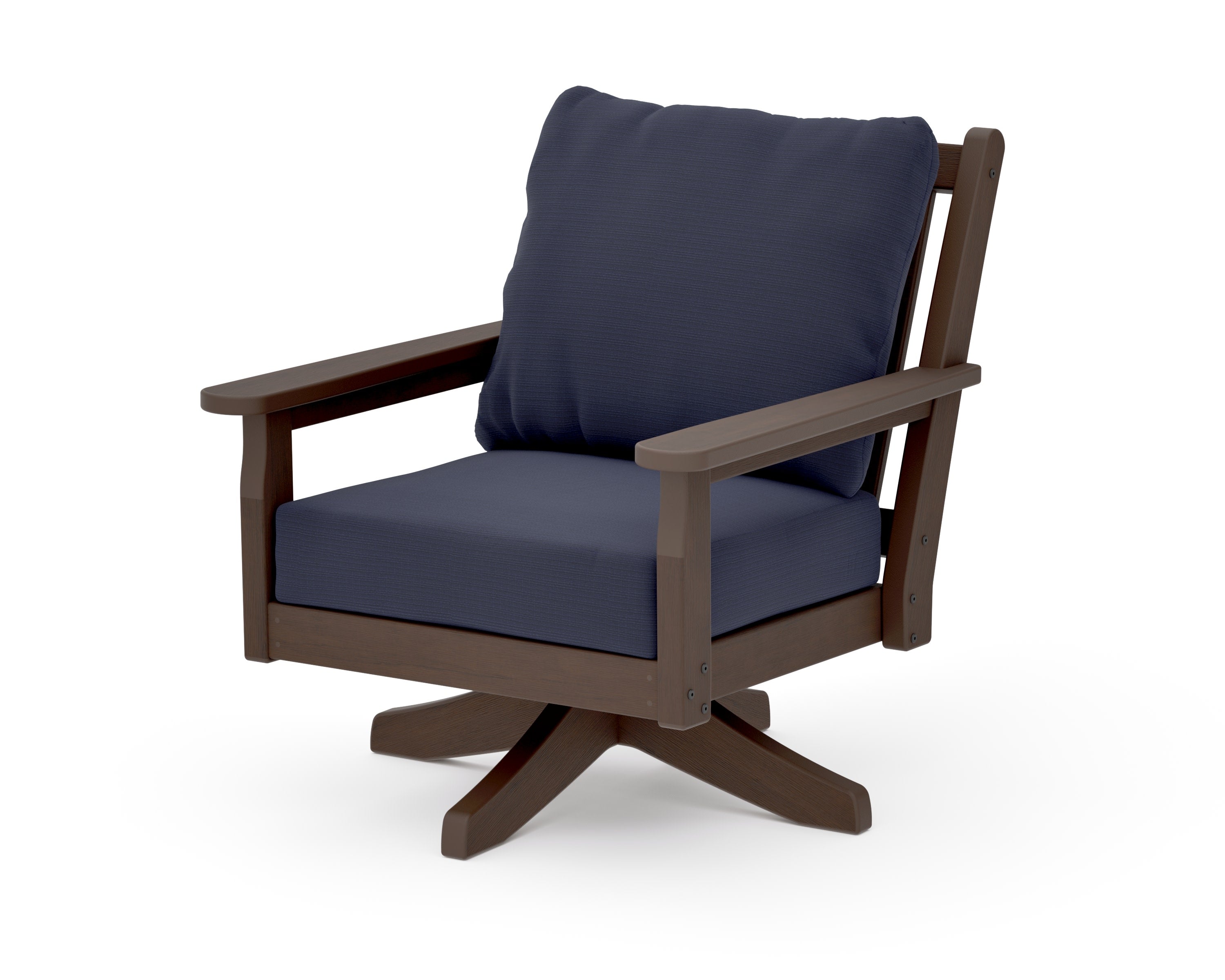 Chippendale Deep Seating Swivel Chair in Kona / Navy Linen