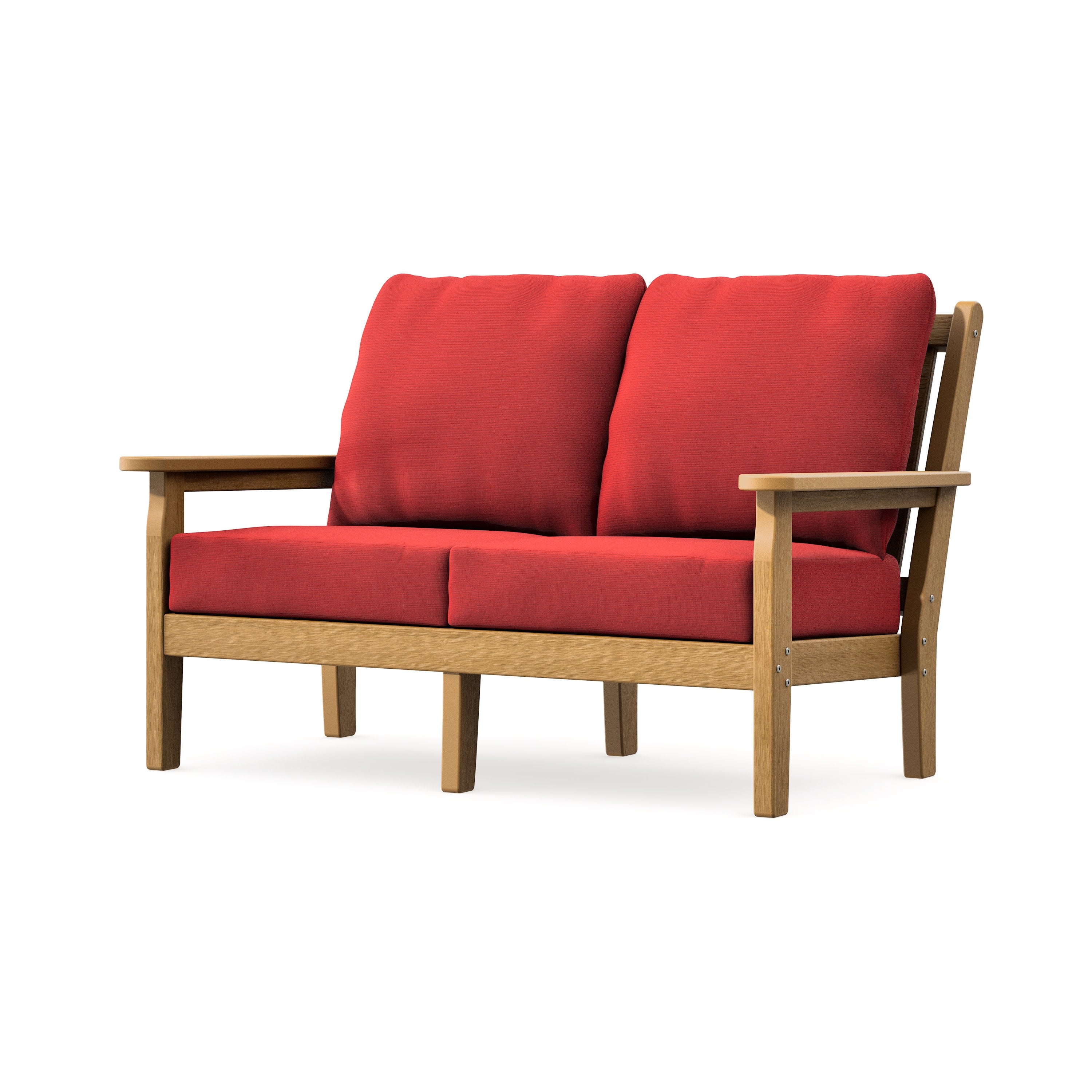 Chippendale Deep Seating Loveseat in Natural / Crimson Linen