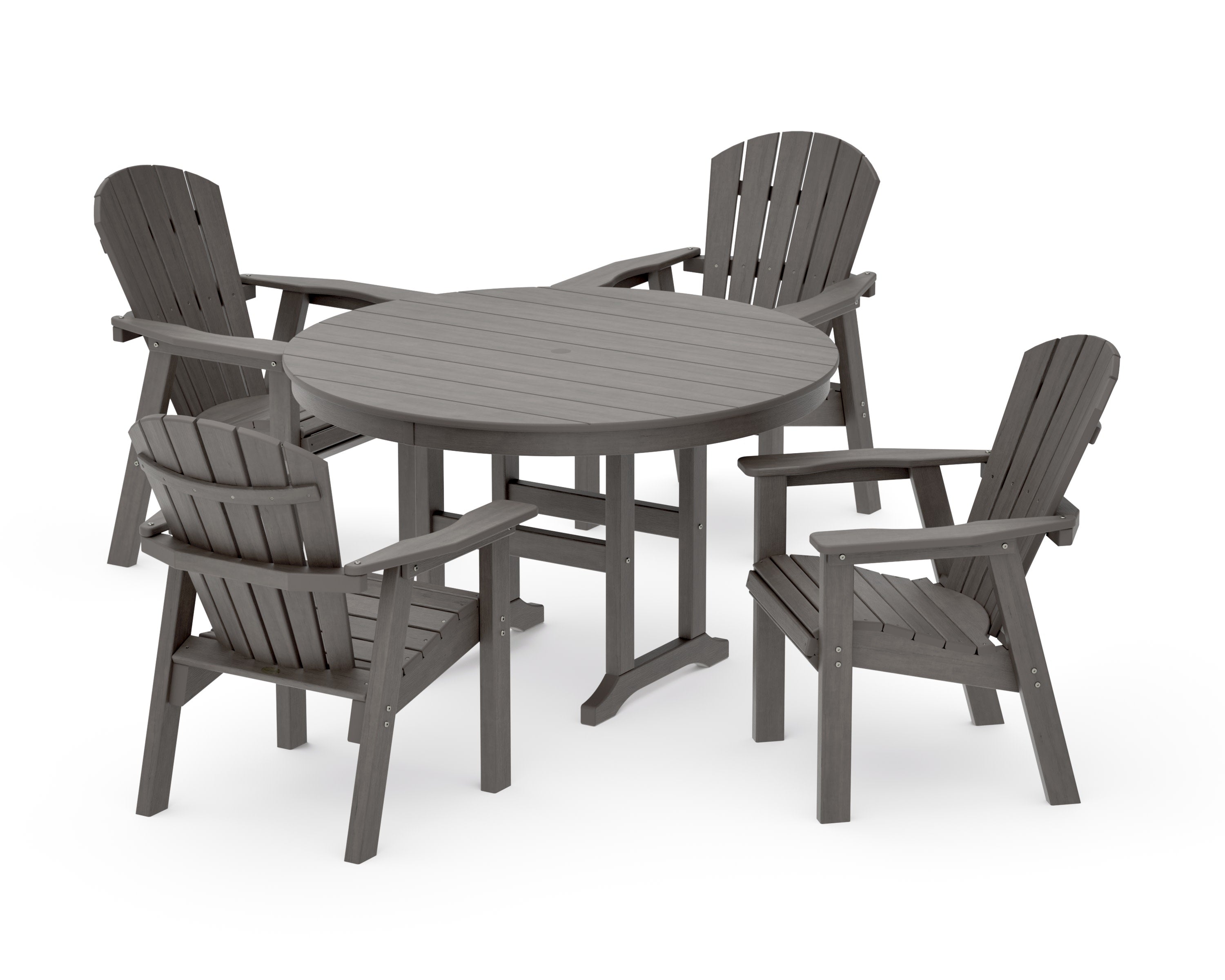 Seashell 5-Piece Round Farmhouse Dining Set in Driftwood