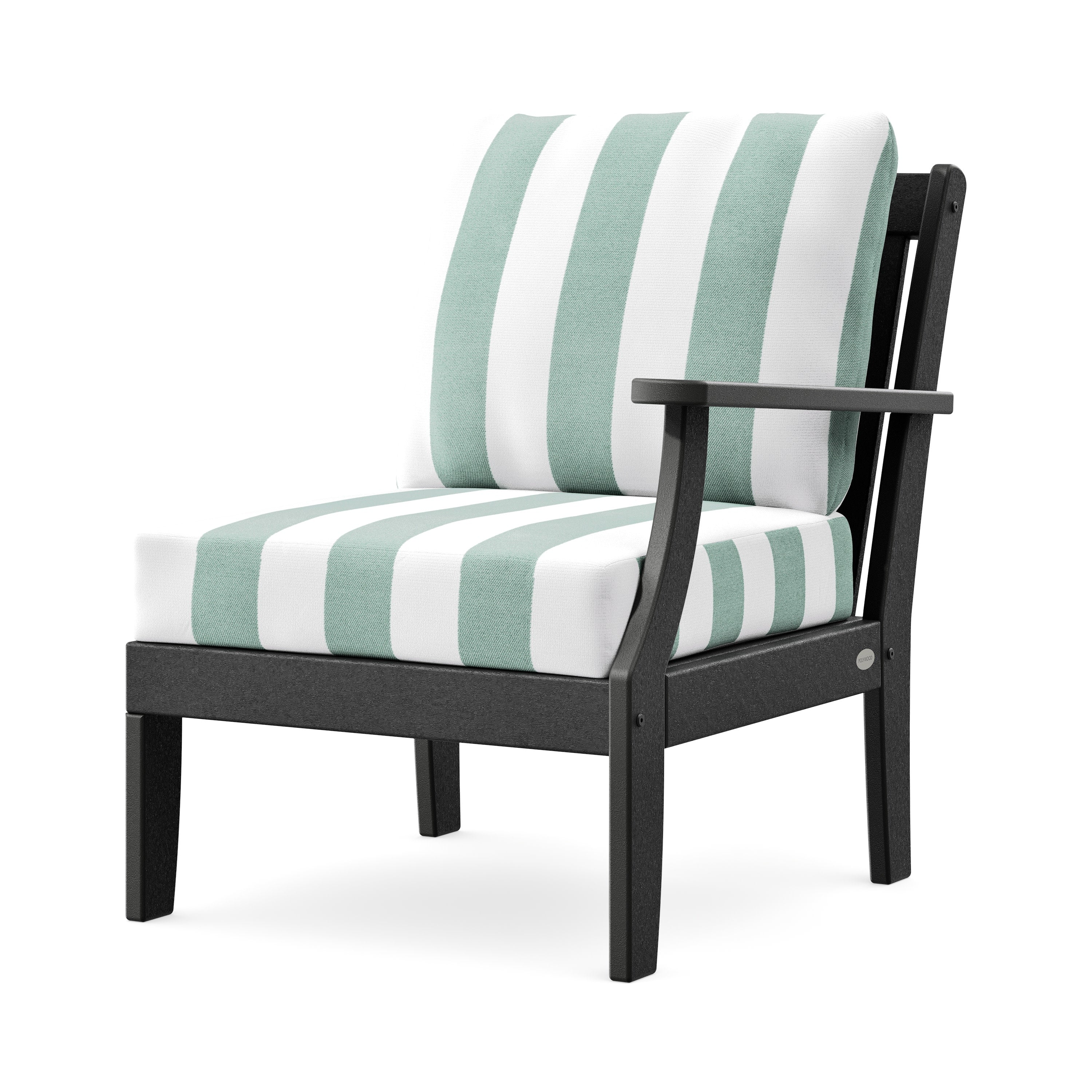 Braxton Modular Right Arm Chair in Black / Cabana Stripe Glacier Spa