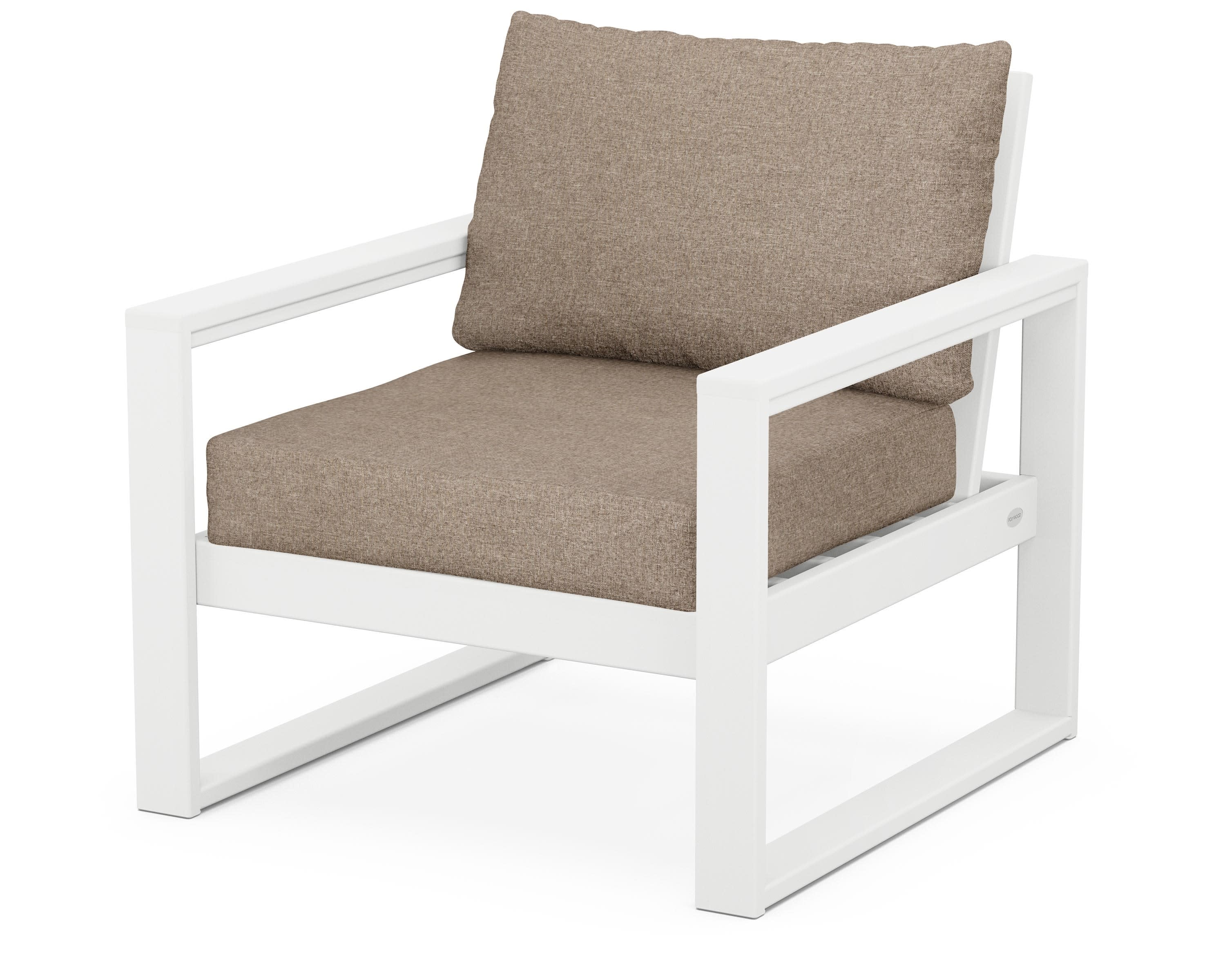 EDGE Club Chair in White / Spiced Burlap