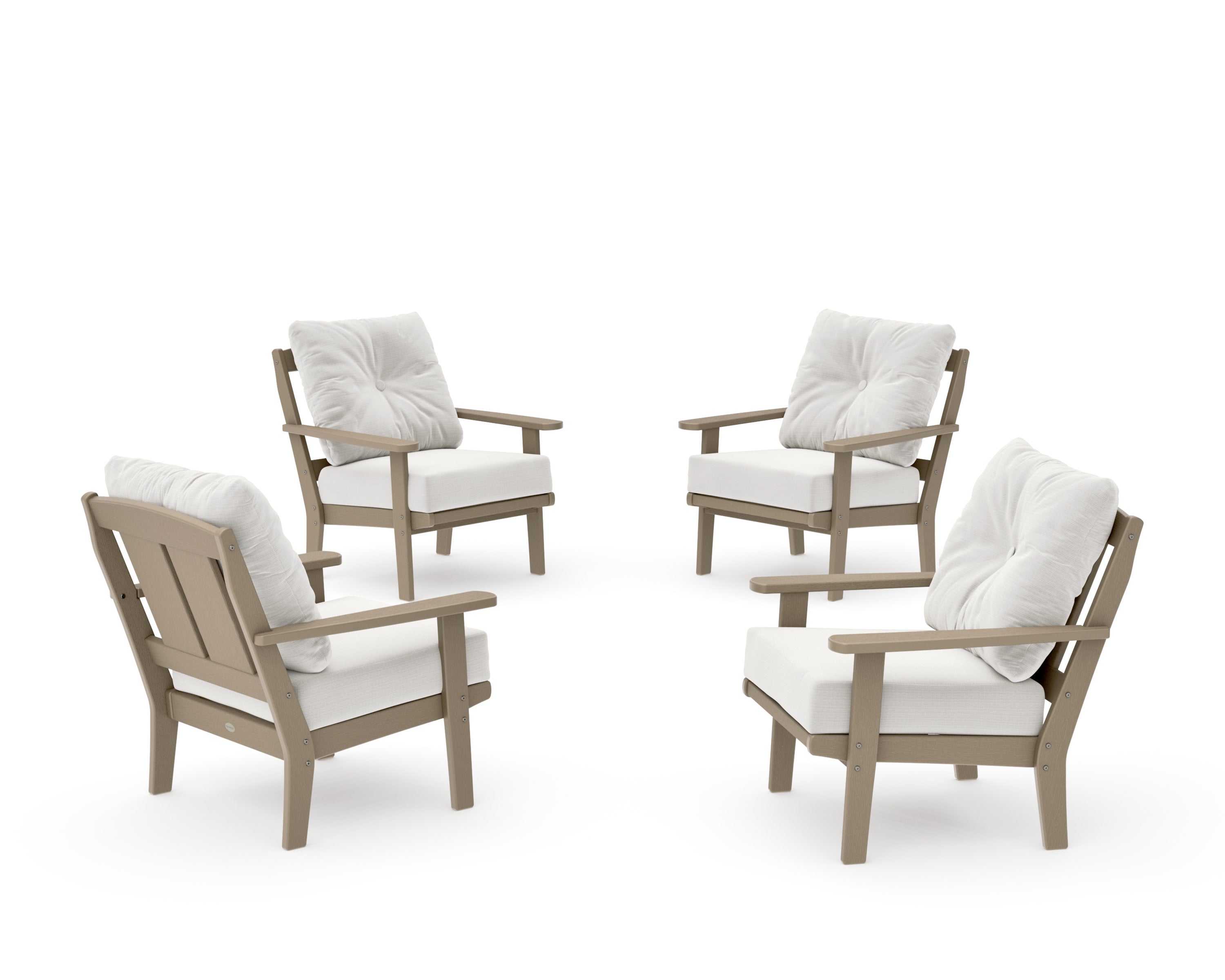 Mission 5-Piece Deep Seating Set with Fire Pit Table in Vintage Sahara / Natural Linen