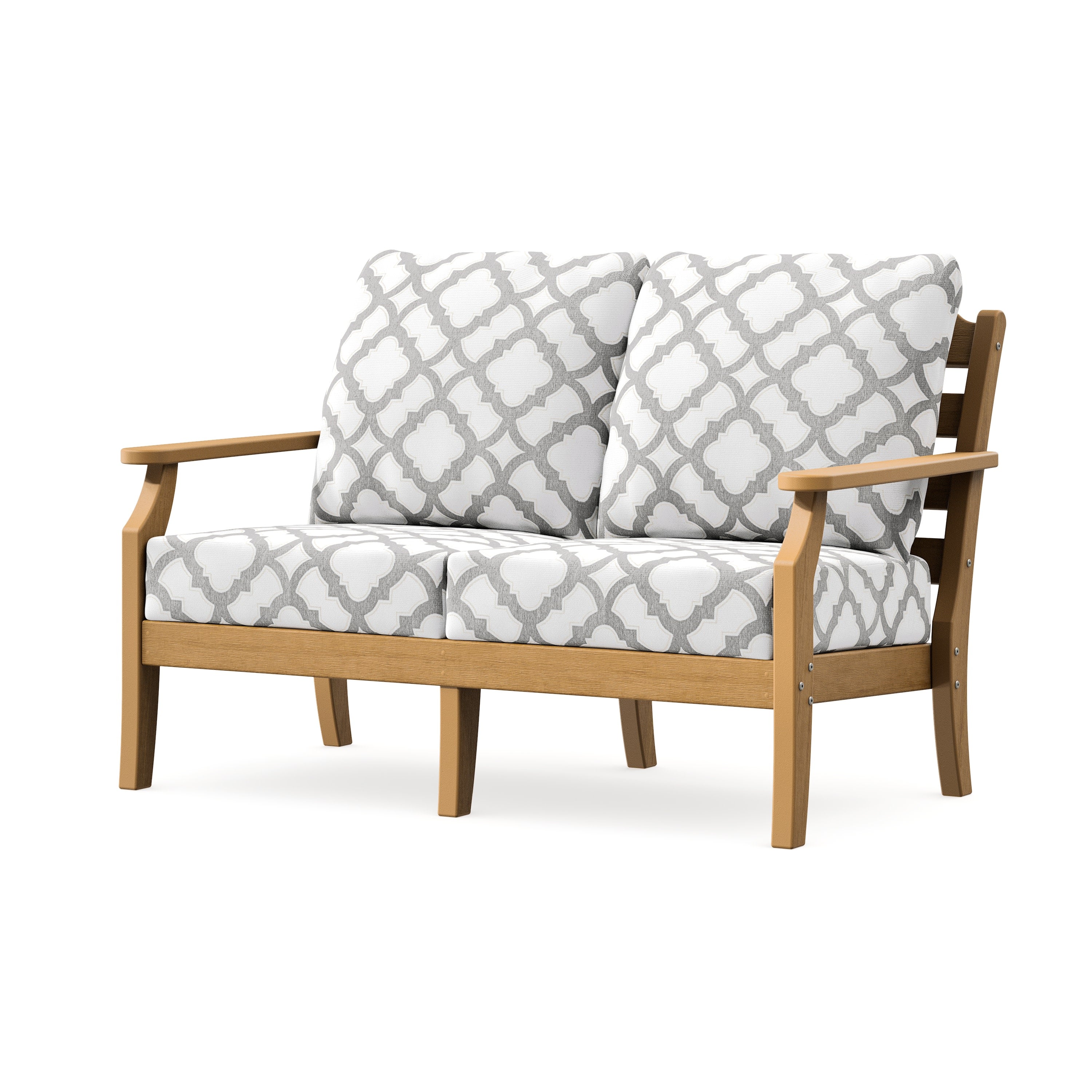 Savannah Deep Seating Loveseat in Natural / Trellis Grey Mist