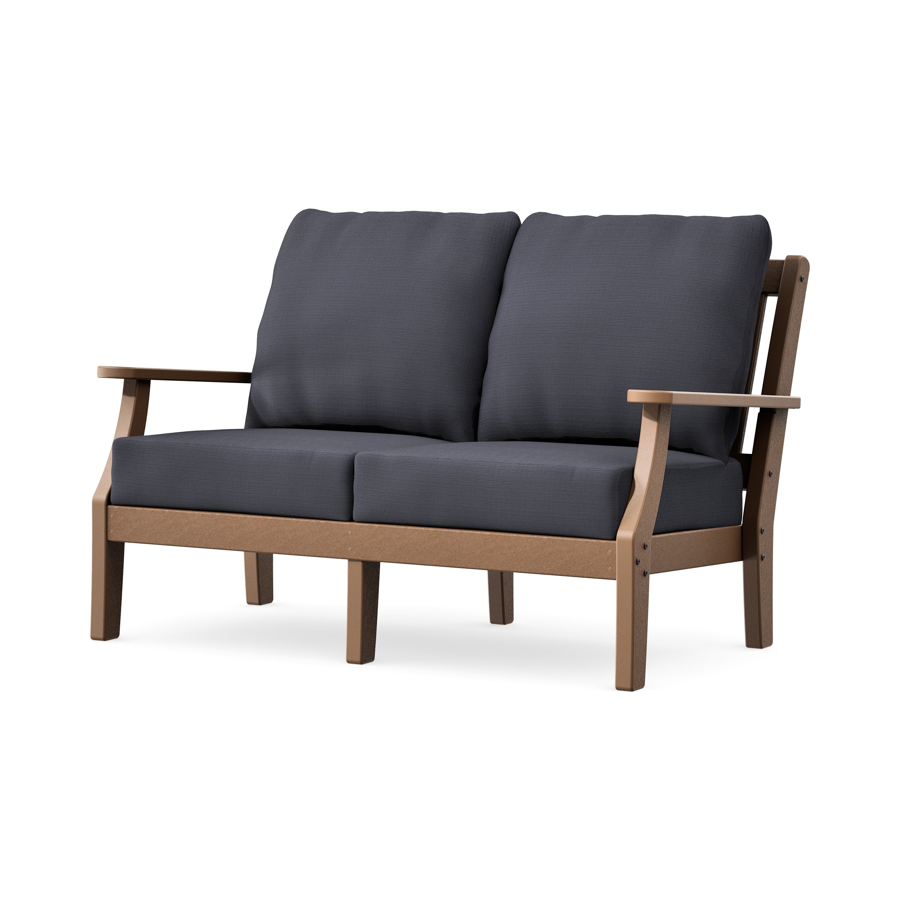 Chinoiserie Deep Seating Loveseat in Teak / Midnight Linen